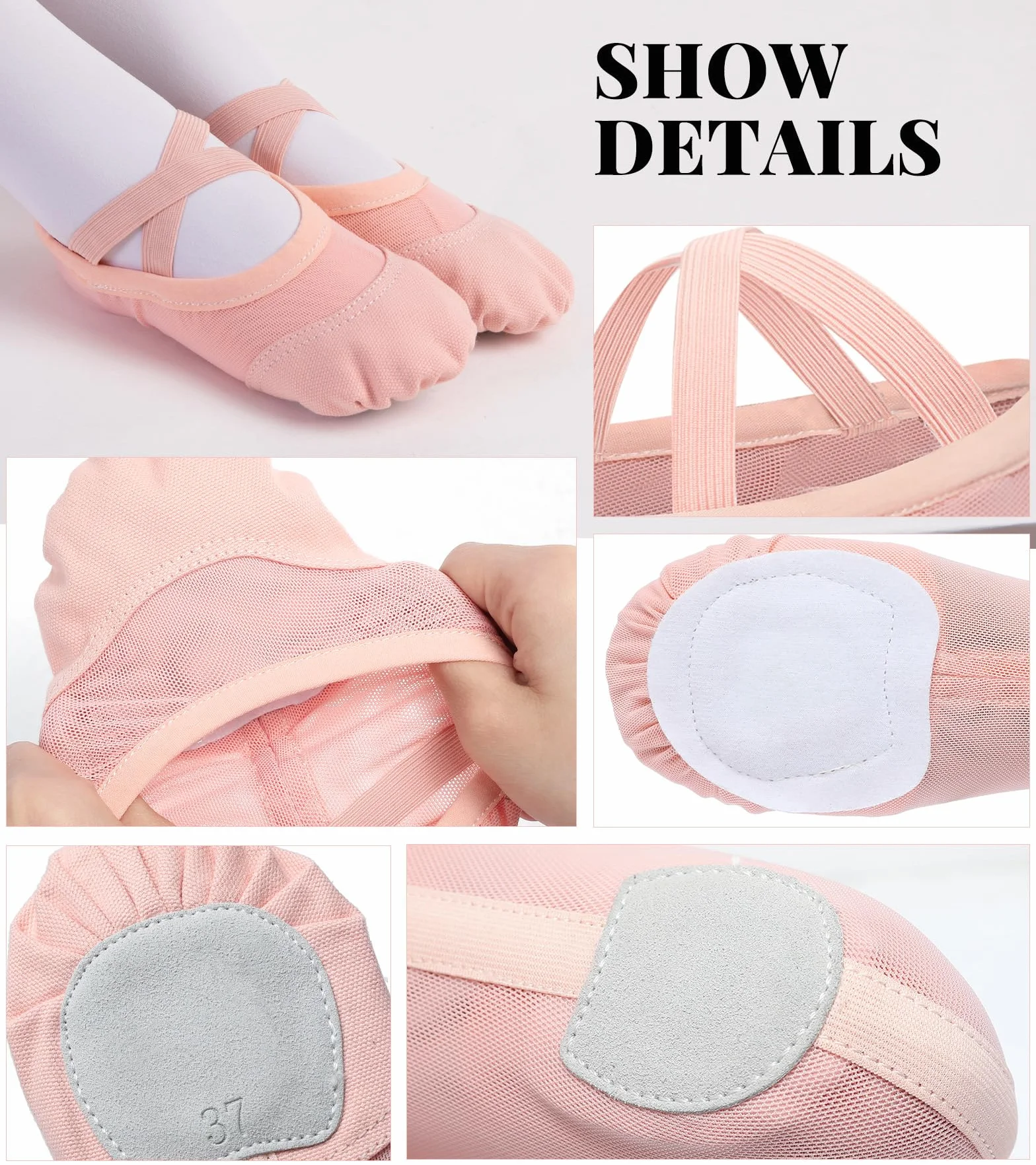 Scarpette Danza Classica Bambina Mezze Punte Scarpe Ballerina Tela Mesh Suola Cuoio