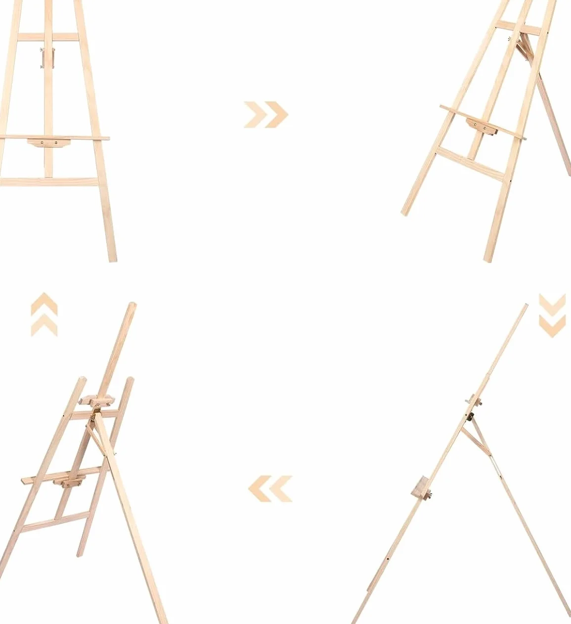 Cavalletto in Legno di Abete 120 cm Treppiede da Esposizione per Quadri e Poster