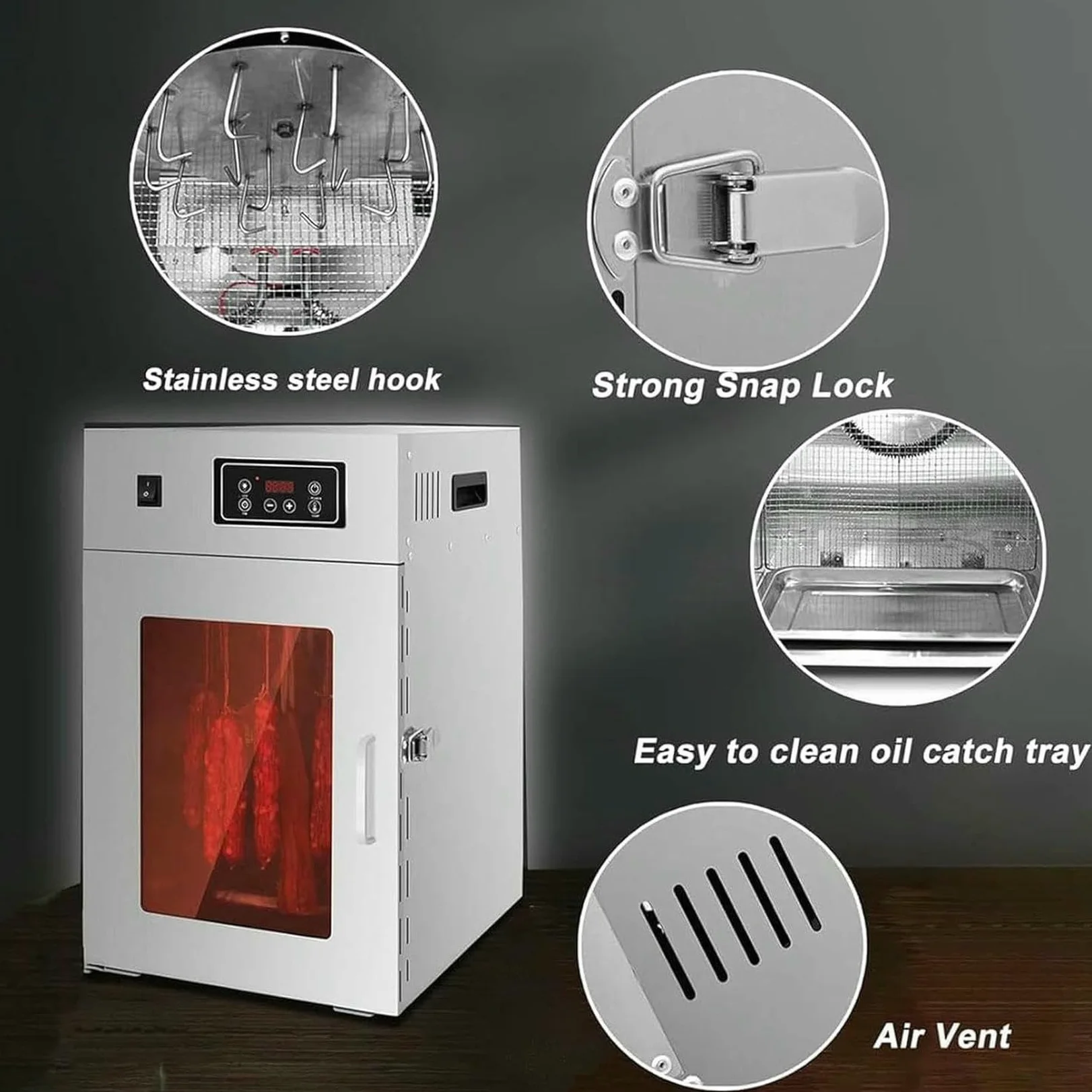 Bevitore di Carne Rotatoria da 800 W/1000 W, in Acciaio Inossidabile Bilton Baske Food Dehyp