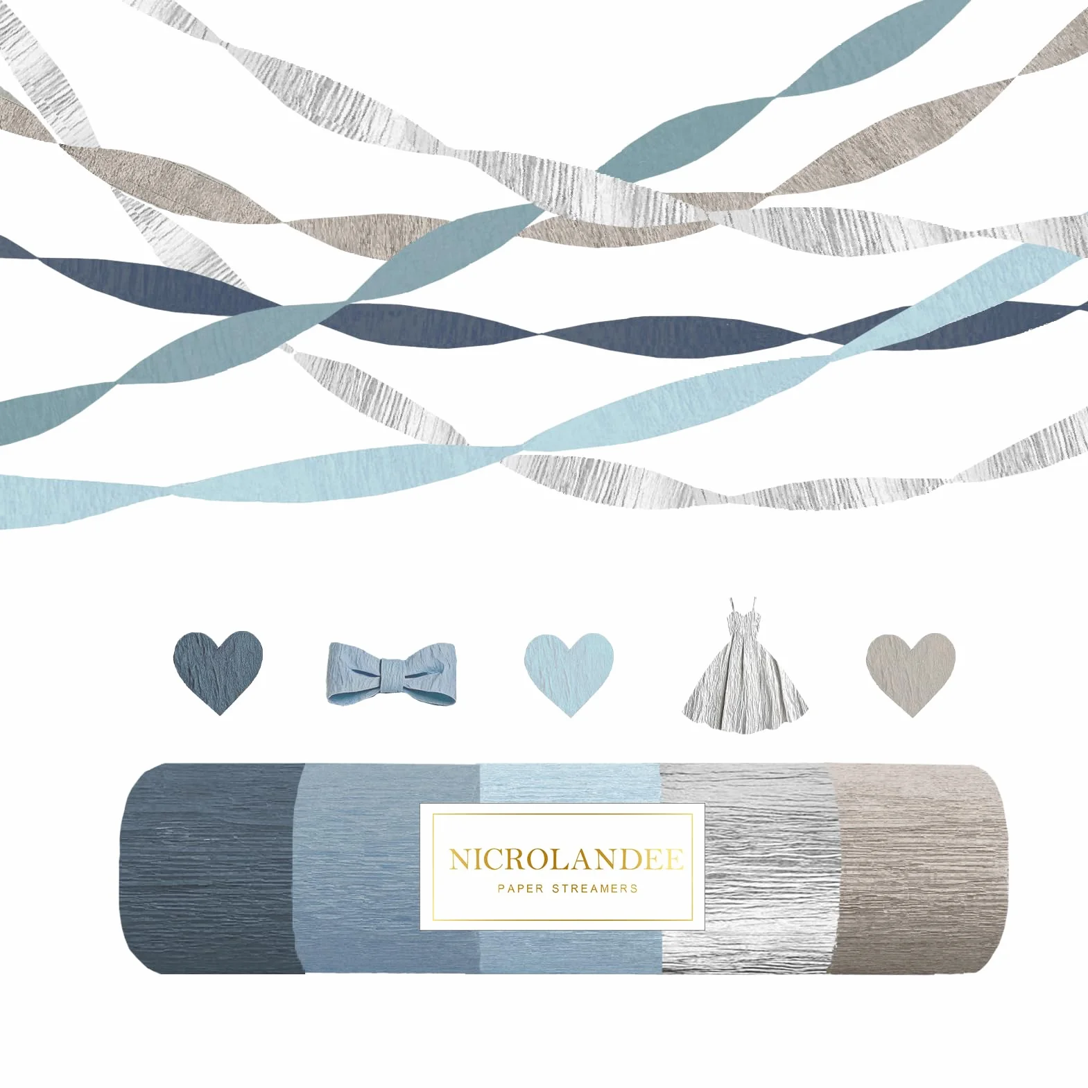 NICROLANDEE Carta Crespa Blu Polvere 5 Rotoli Decorazioni Matrimonio Compleanno Something Blue