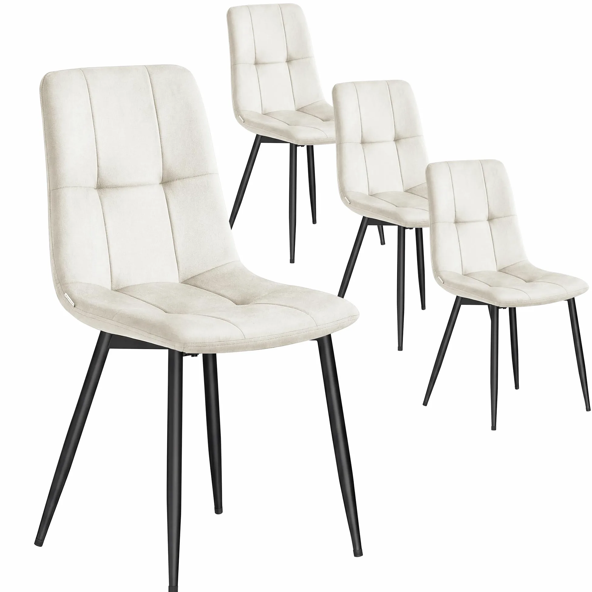 VASAGLE Sedie da Pranzo in Velluto, Portata 120 kg Ciascuna, Sedie da Cucina Imbottite con Piedini Regolabili, Moderno, per Soggiorno, Set di 4, Beige Cappuccino KDC080LH01