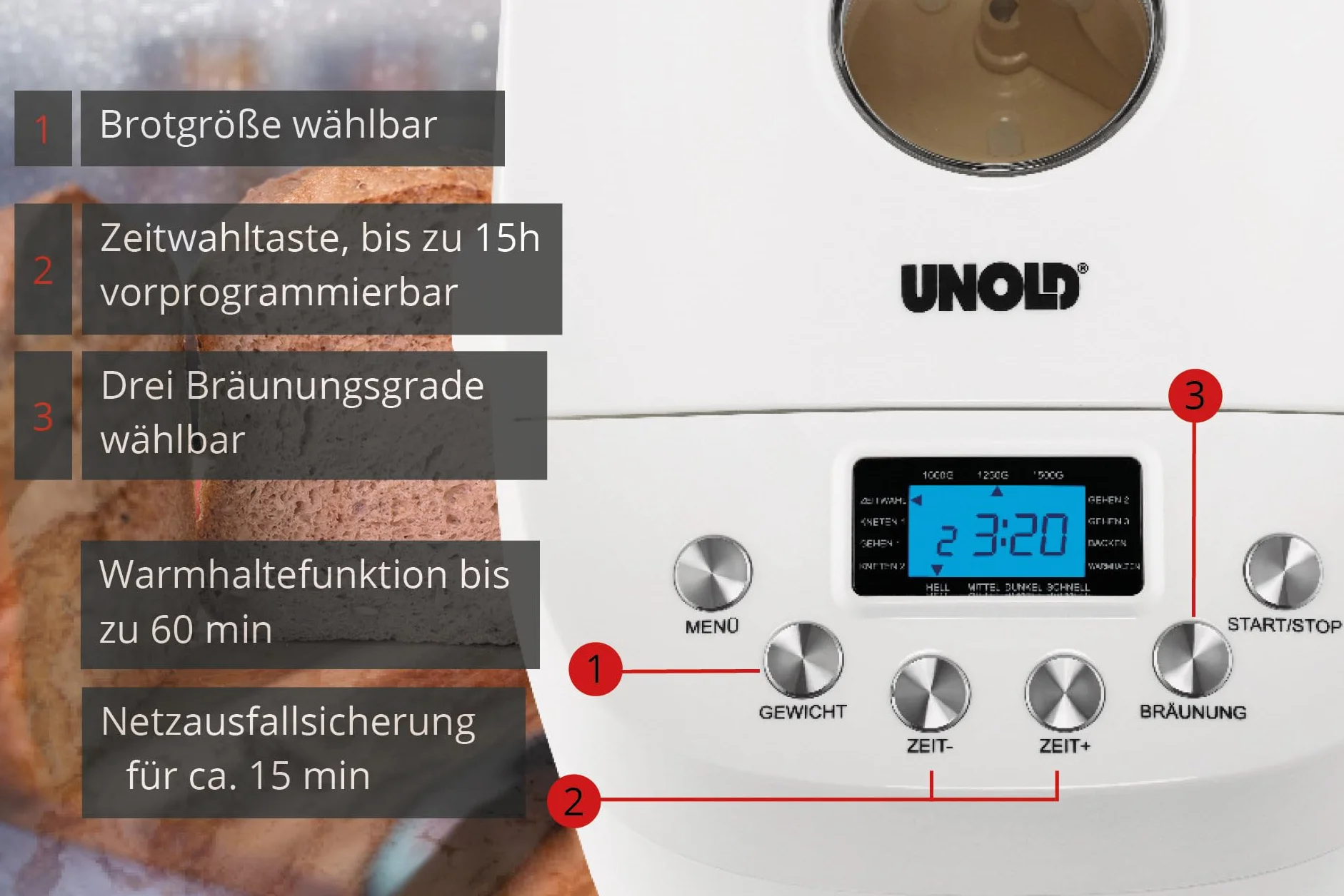 UNOLD BACKMEISTER BIG PANIFICADORA 850 W BLANCO