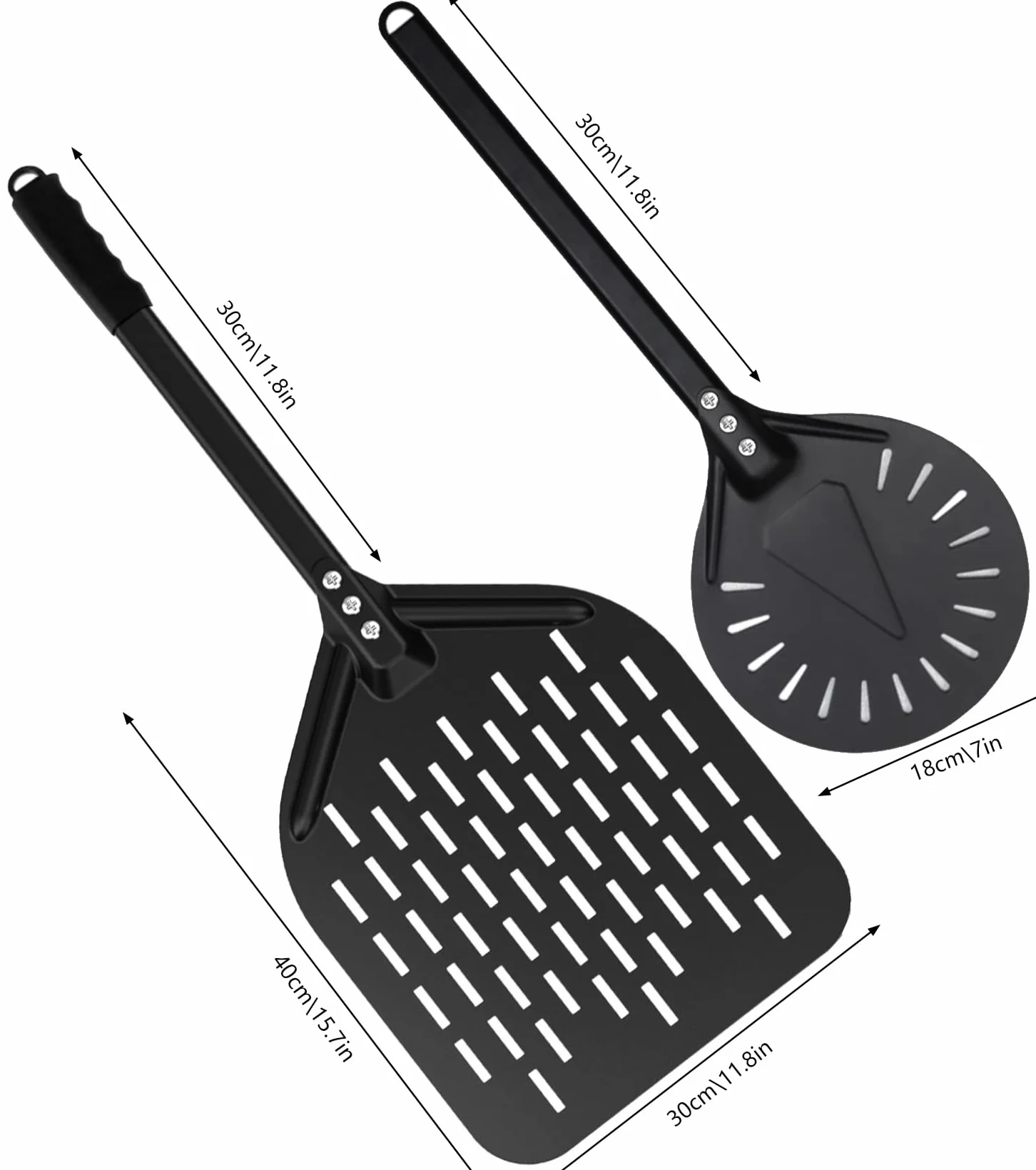 Pala perforata per pizza in alluminio anodizzato 7x12 pollici con impugnatura rimovibile