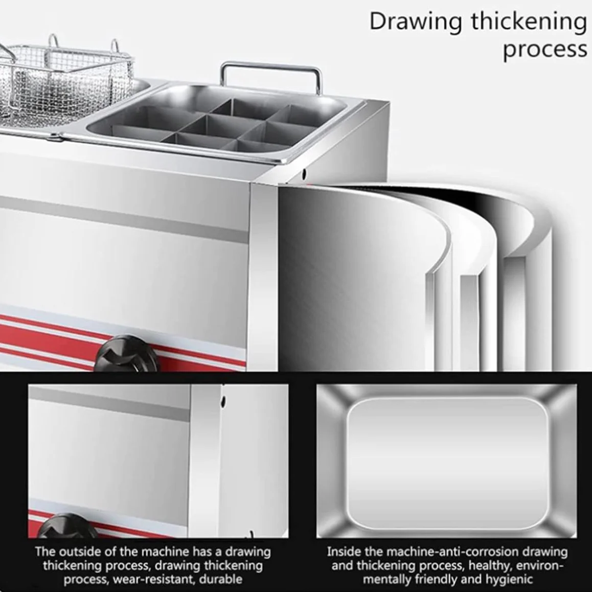 Friggitrice a Gas GPL Professionale, friggitrice Commerciale in Acciaio Inossidabile con cestelli e coperchi per friggitrice, per Cucina Domestica Commerciale, monocilindrico da 20