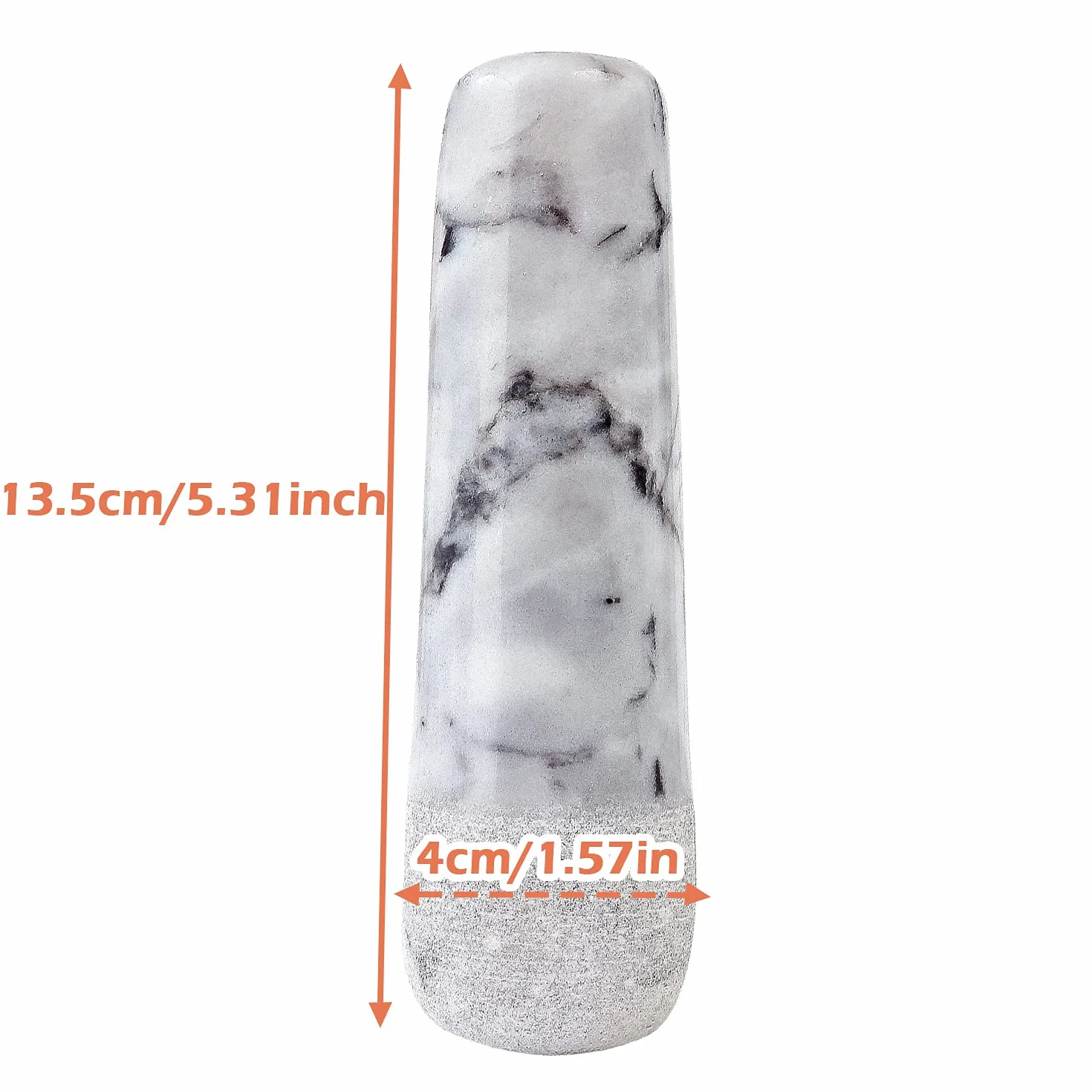 Pestello di ricambio in marmo, 13,5 cm, pietra lucida grigio chiaro bianco