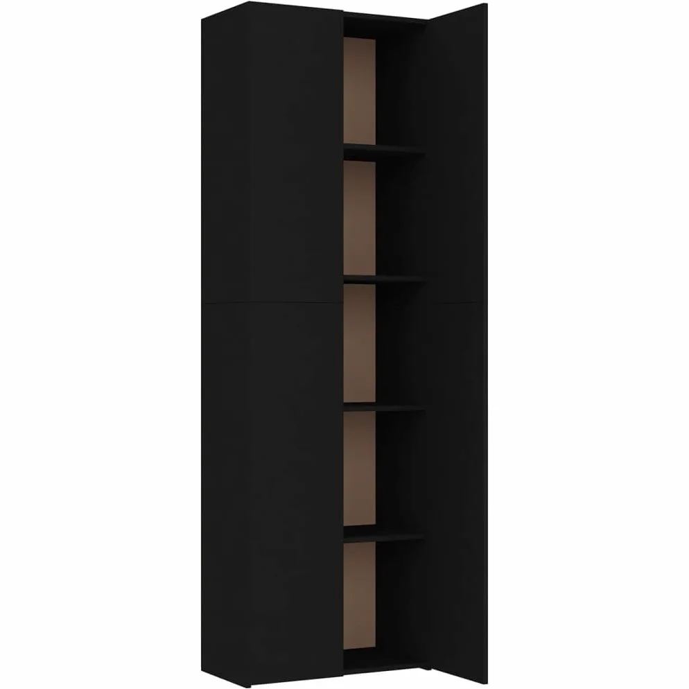 Armadio Ufficio con 5 Scomparti, Armadio per Ufficio Nero 60x32x190 cm, Armadi da Ufficio in Legno Multistrato (Peso 40,6 kg)