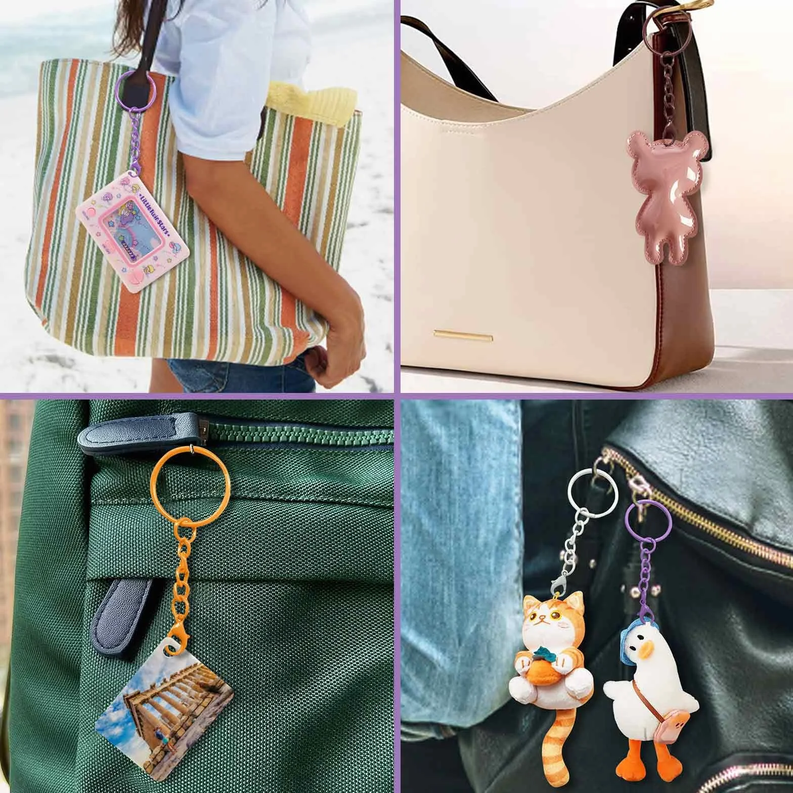Anelli per Portachiavi Fai Da Te,Anelli Portachiavi con Catenella,100 Pezzi Anello Portachiavi,Keychain per Porta Chiavi Mestieri Lavori di Bricolage