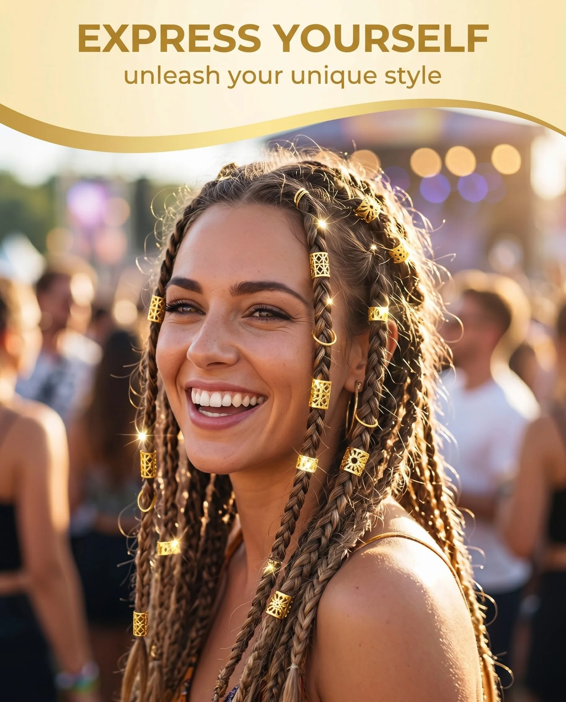 Accessori per capelli per trecce Gioielli per dreadlocks Clip a spirale Clip a polsino Anelli per capelli Oro