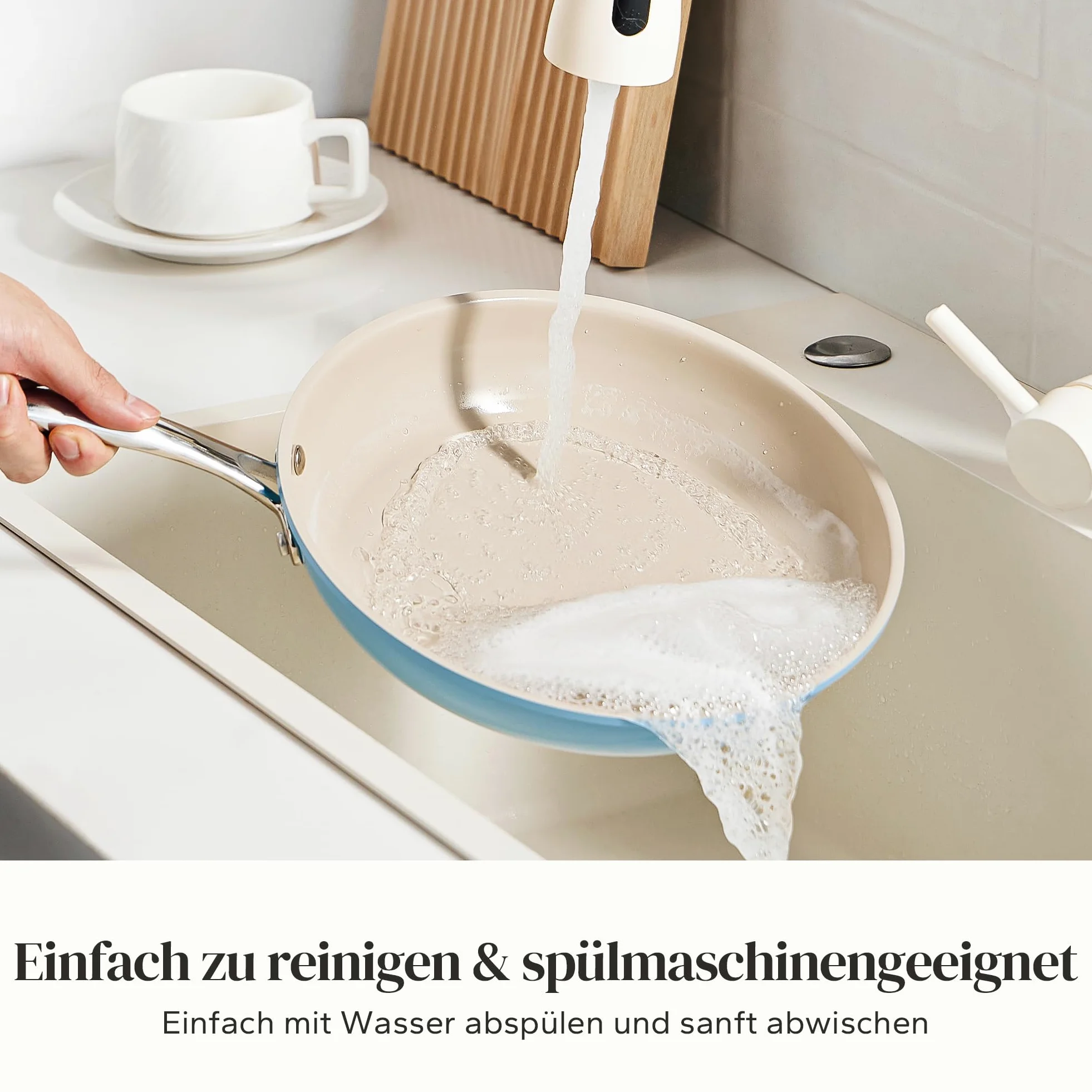 Redchef Set di pentole in ceramica, a induzione, 6 pezzi, rivestimento antiaderente, 20/24/28 cm, per tutte le fonti di calore, senza PTFE, senza PFAS, senza PFOA, adatto per induzione, utilizzabile