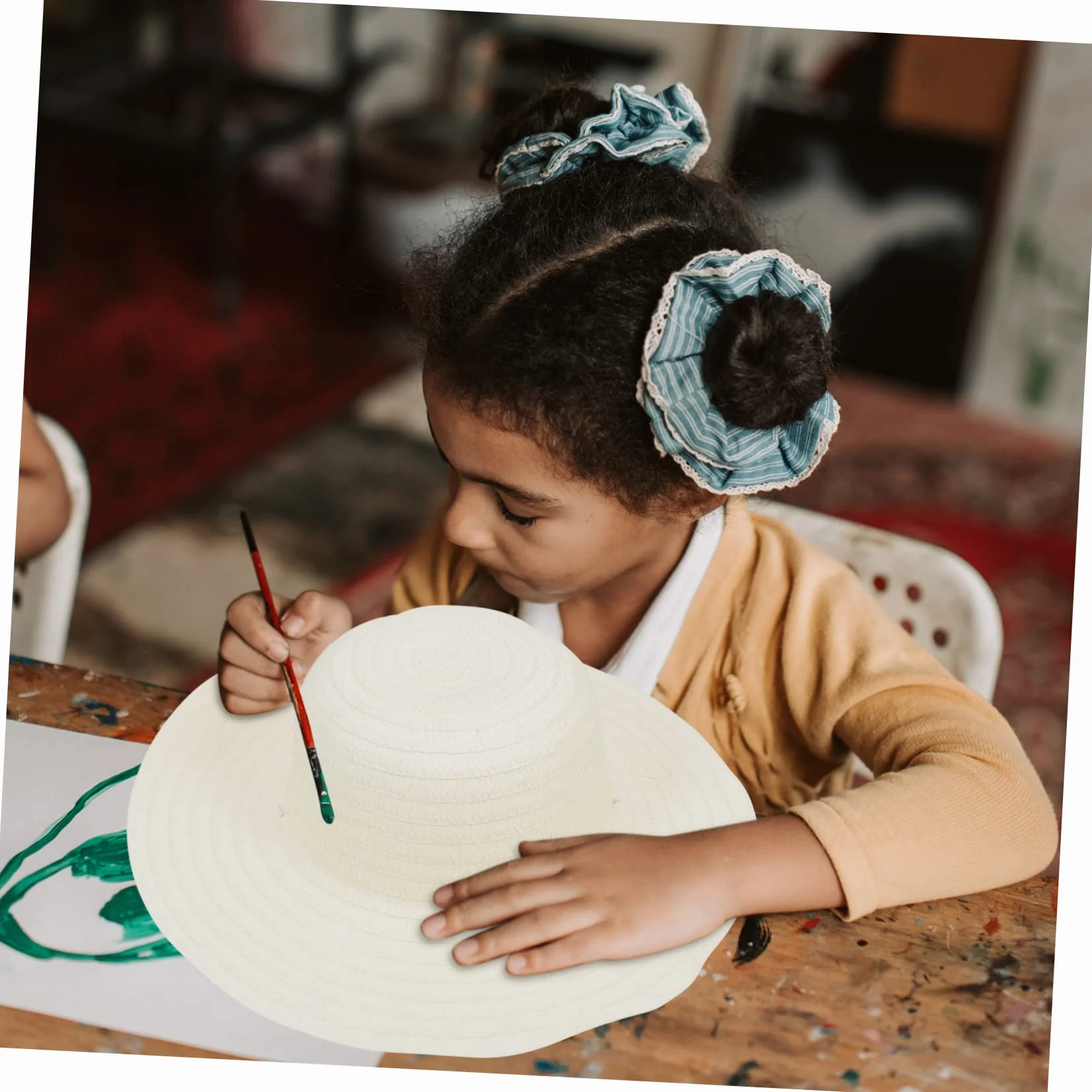 COHEALI Set 6 Cappelli di Paglia Beige per Ragazzo Ragazza, Design Bianco Vuoto, Leggeri e Adatti al Fai da Te, per Attività Creative di Graffiti