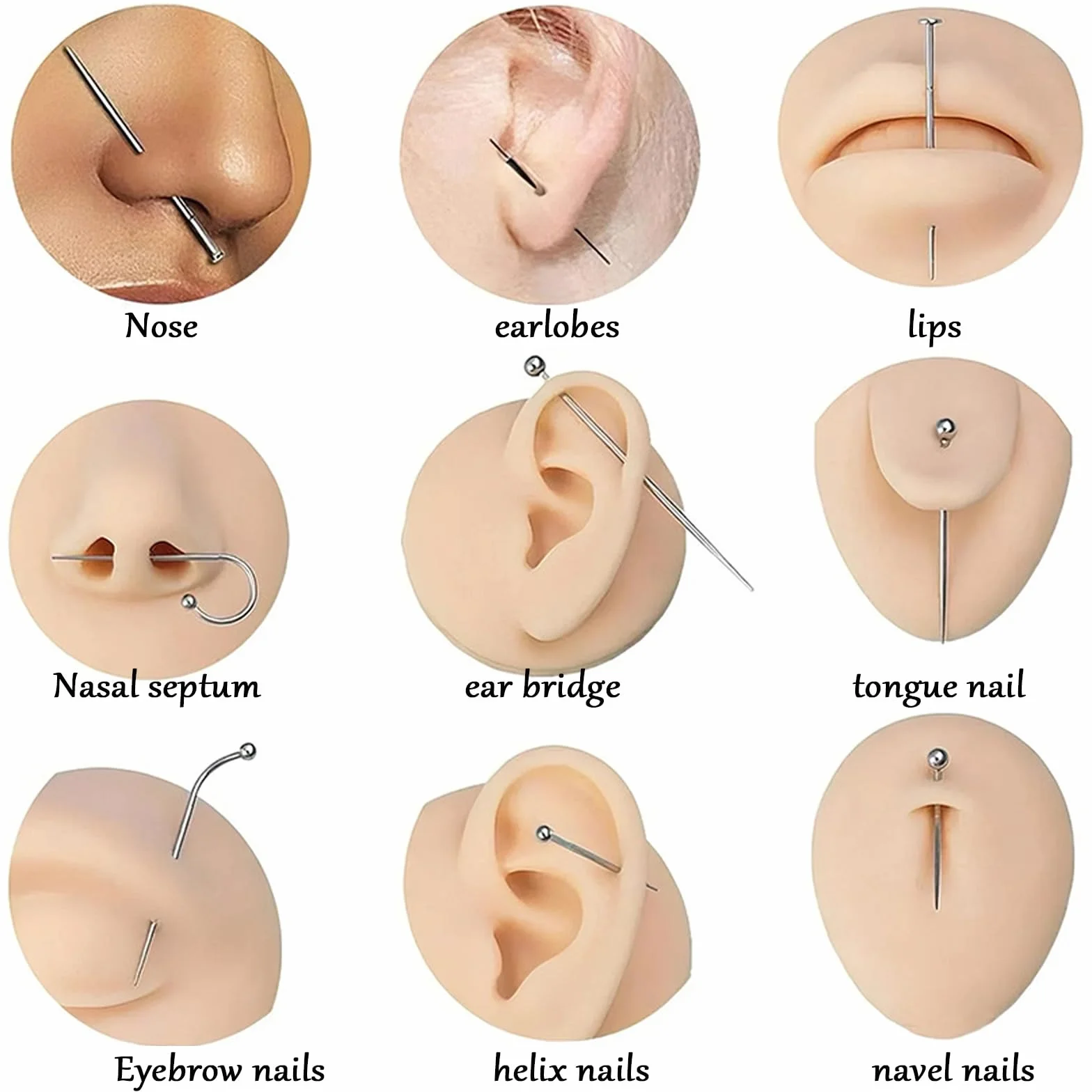 Acciaio Inossidabile 12 Pezzi Piercing Taper Palla Grabber Strumento Assistente per Orecchio Naso Sopracciglio Labbro