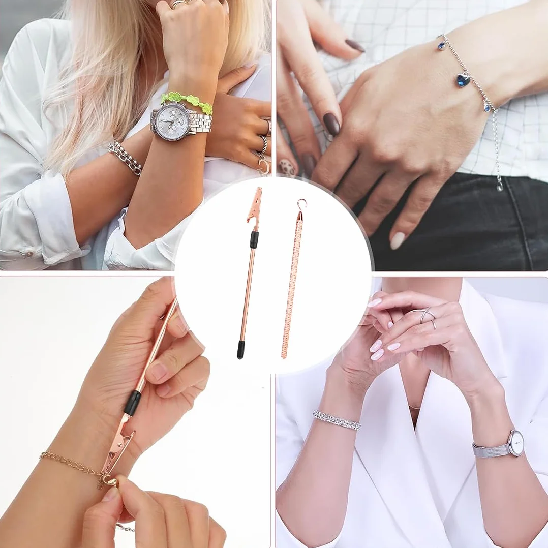 2 Pezzi Ausili per Braccialetti di Gioielli, Chiusure per Braccialetti, Ganci per Braccialetti, Agganciamento a Sgancio Rapido per Gioielli Cerniere Lampo e Chiusure (Rose Gold)