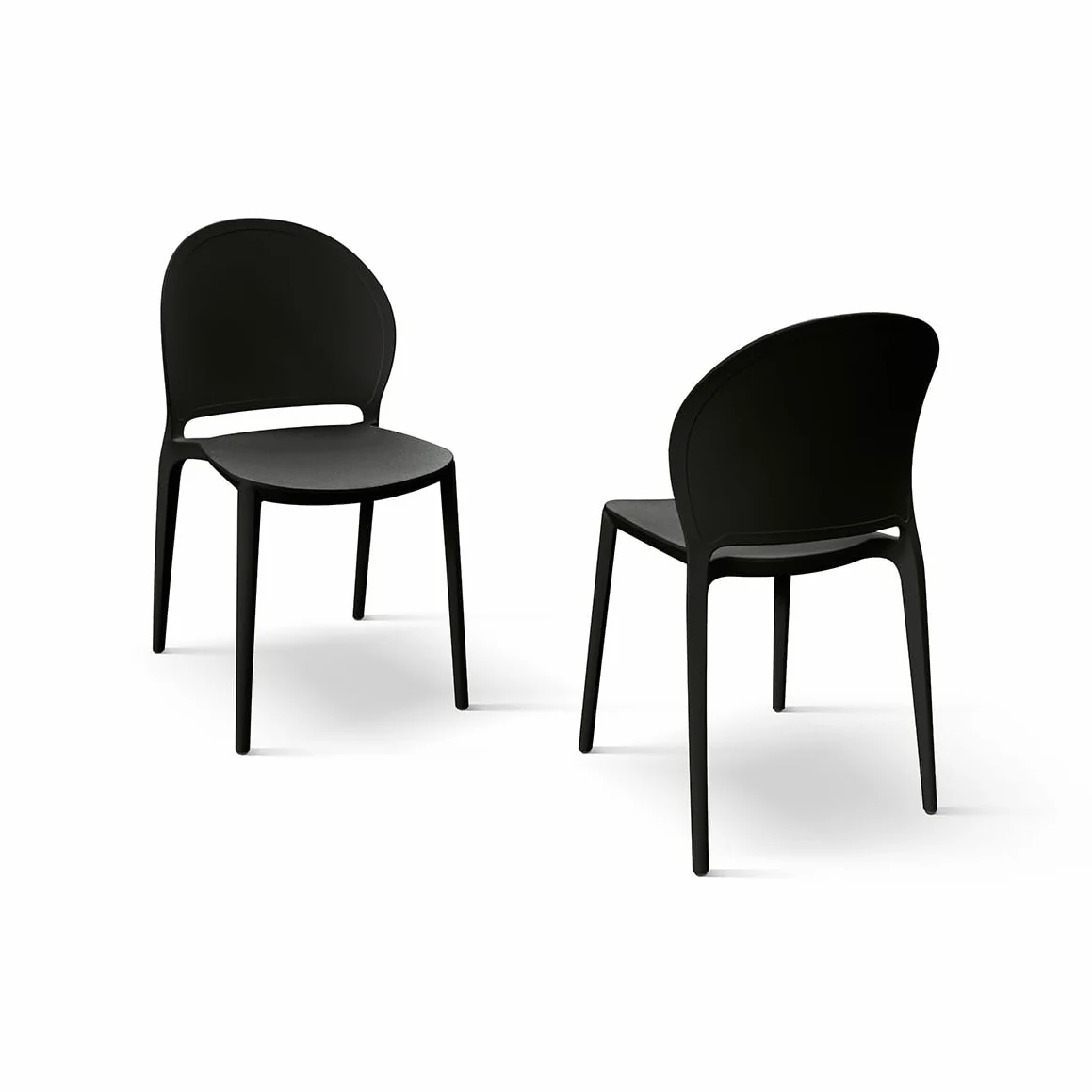 PAZZO DESIGN Sedia Stefania, Set Da 4, Nero, Sedie Polipropilene, Cucina, Sala Da Pranzo, Giardino, Impilabili - id_1993