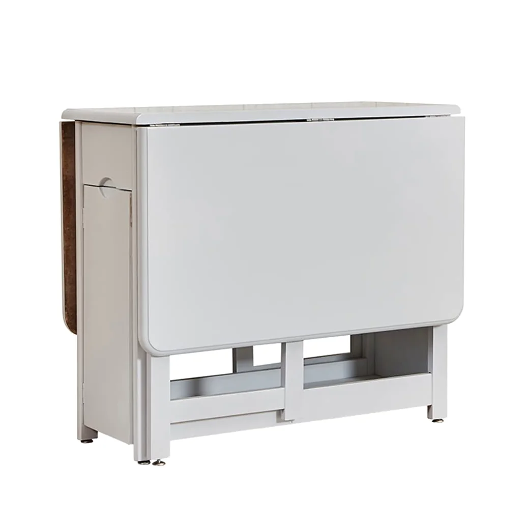 Tavolo e sedia in legno massello, pieghevole, 1,3 m, tavolino con sedia, spazio di archiviazione (1,3 x 0,9 m), tavolo + sedia x 4,bianco)