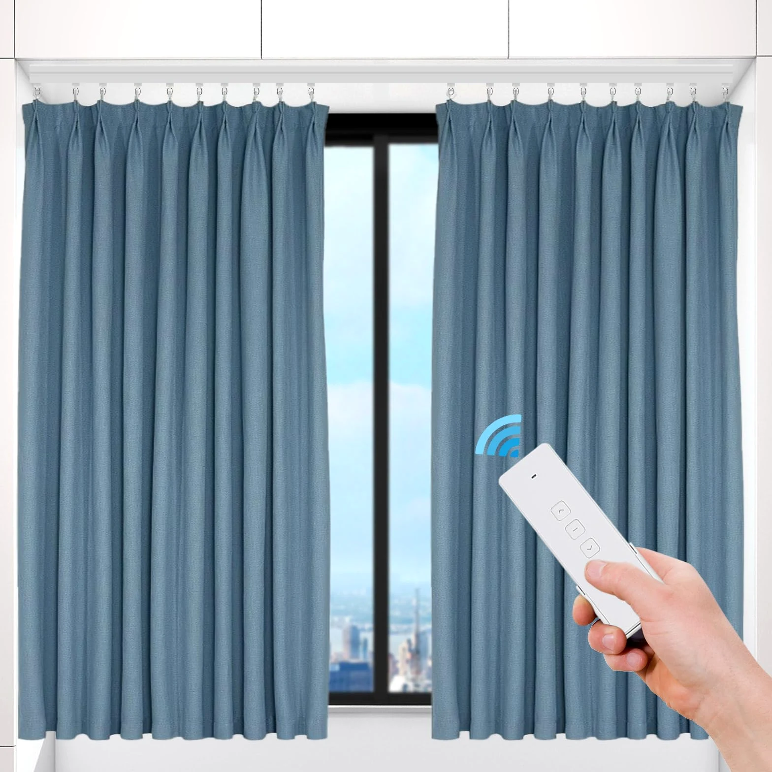 Binario per tende elettrico intelligente Tende Motorizzate 4,2 m Binario elettrico intelligente per tende collegabile tramite WIFI e ZIGBEE, con Telecomando