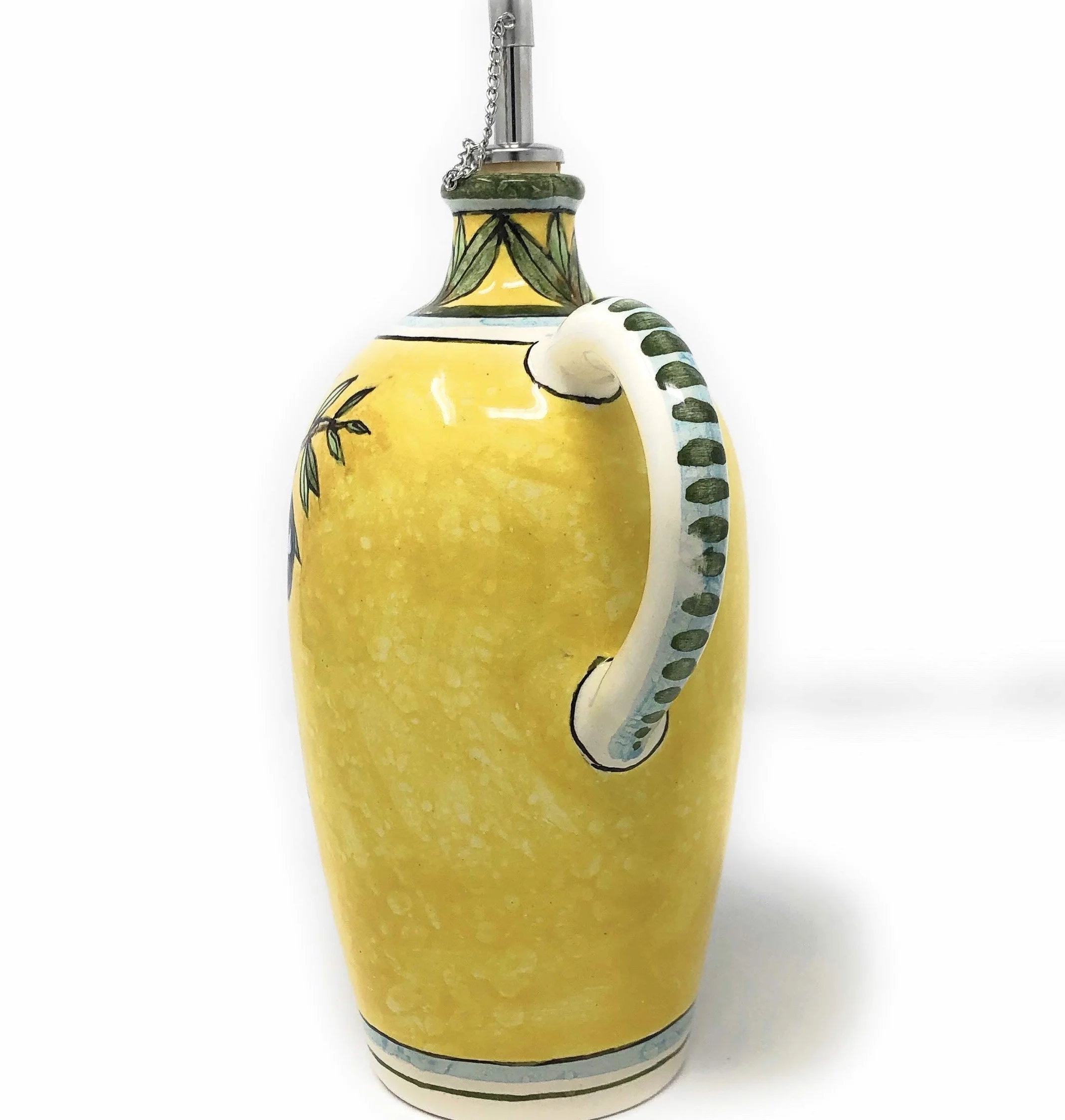 CERAMICHE D'ARTE PARRINI- Ceramica italiana artistica, ampolla olio decorazione olive, dipinto a mano, made in ITALY Toscana