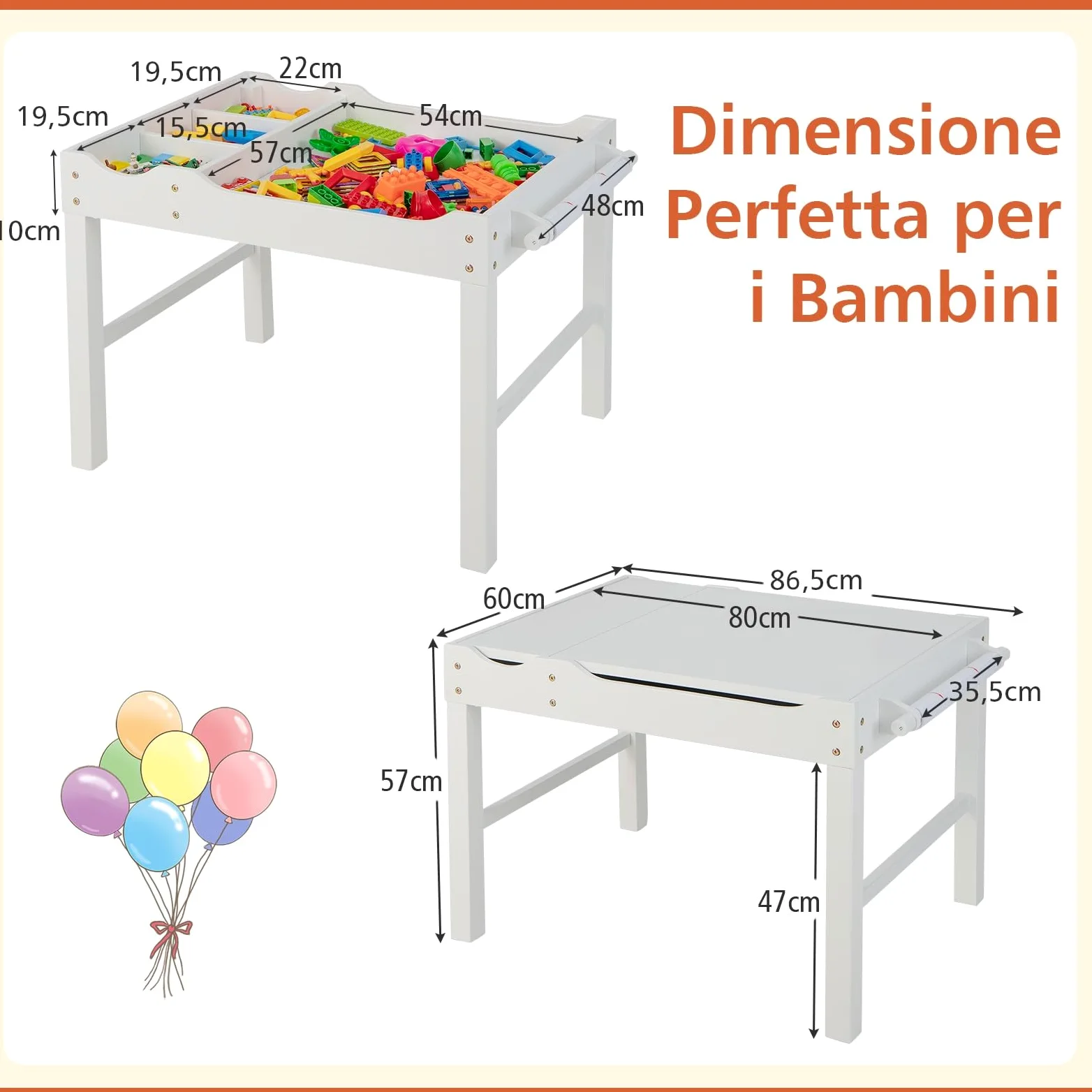 COSTWAY Tavolo da Gioco per Bambini in Legno con Piano Reversibile, Tavolo Multiattività Bambini 2 in 1, Porta Rotolo di Carta da Disegno, per Camera da Letto, Soggiorno (Bianco)
