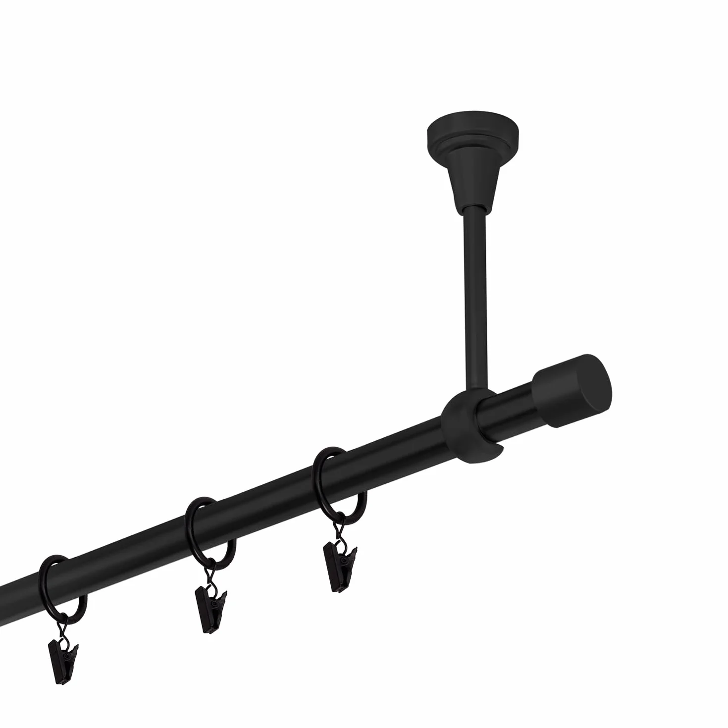 Bastone per tende nero 400 cm 1 binario 19 mm metallo fissaggio a soffitto tappo diritto