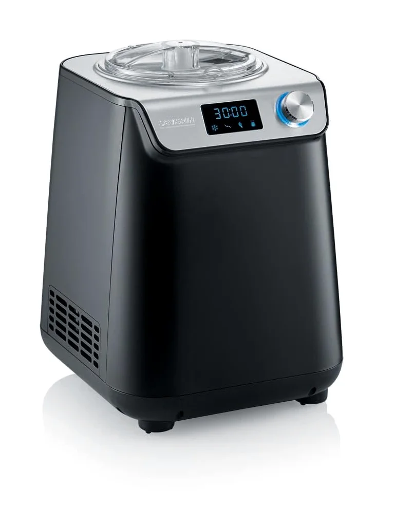 SEVERIN Gelatiera 2in1 Compatta, 1,2 Litri, 135W, Autorefrigerante, Funzione Yogurt, Ricettario Incluso, Display LED, Mantenimento Caldo, 25,0 x 28,0 x 35,5 cm, Nero Opaco - EZ 7407