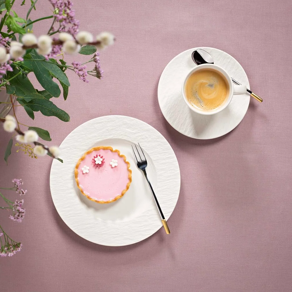 Villeroy & Boch - Manufacture set da colazione, 6 pz., set di stoviglie per 2 persone, porcellana Premium, bianco