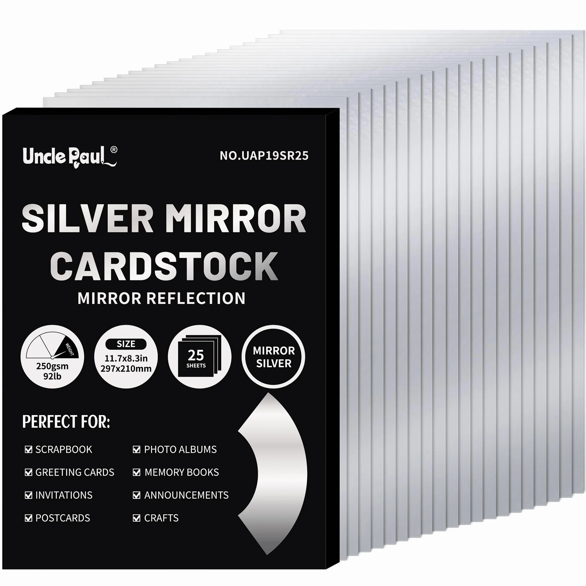 Carta cartoncino effetto specchio argentato A4 250 g/m² 25 fogli metallizzata