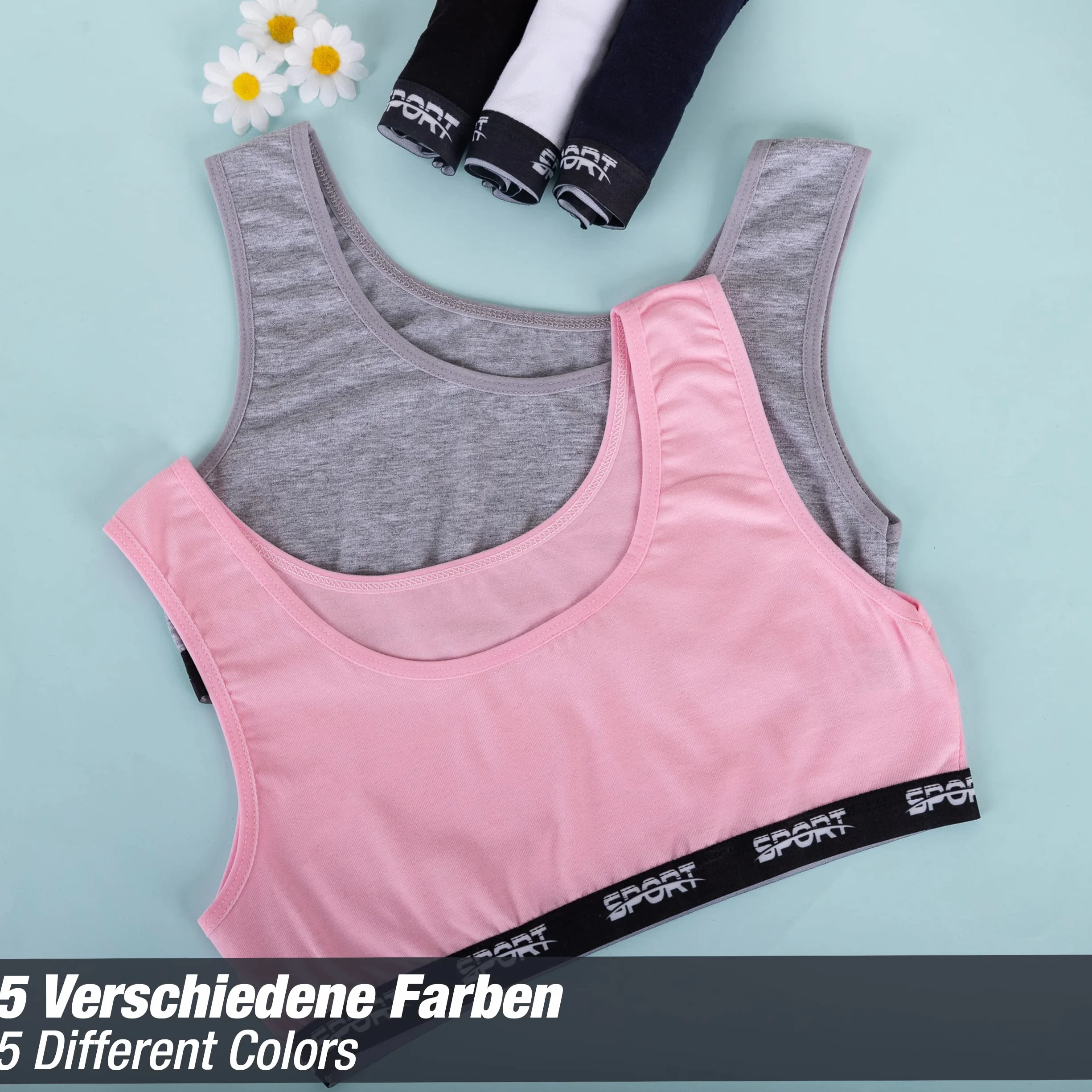 LOREZA Reggiseno Bambina Allenamento Sportivo Cotone 8-15 Anni
