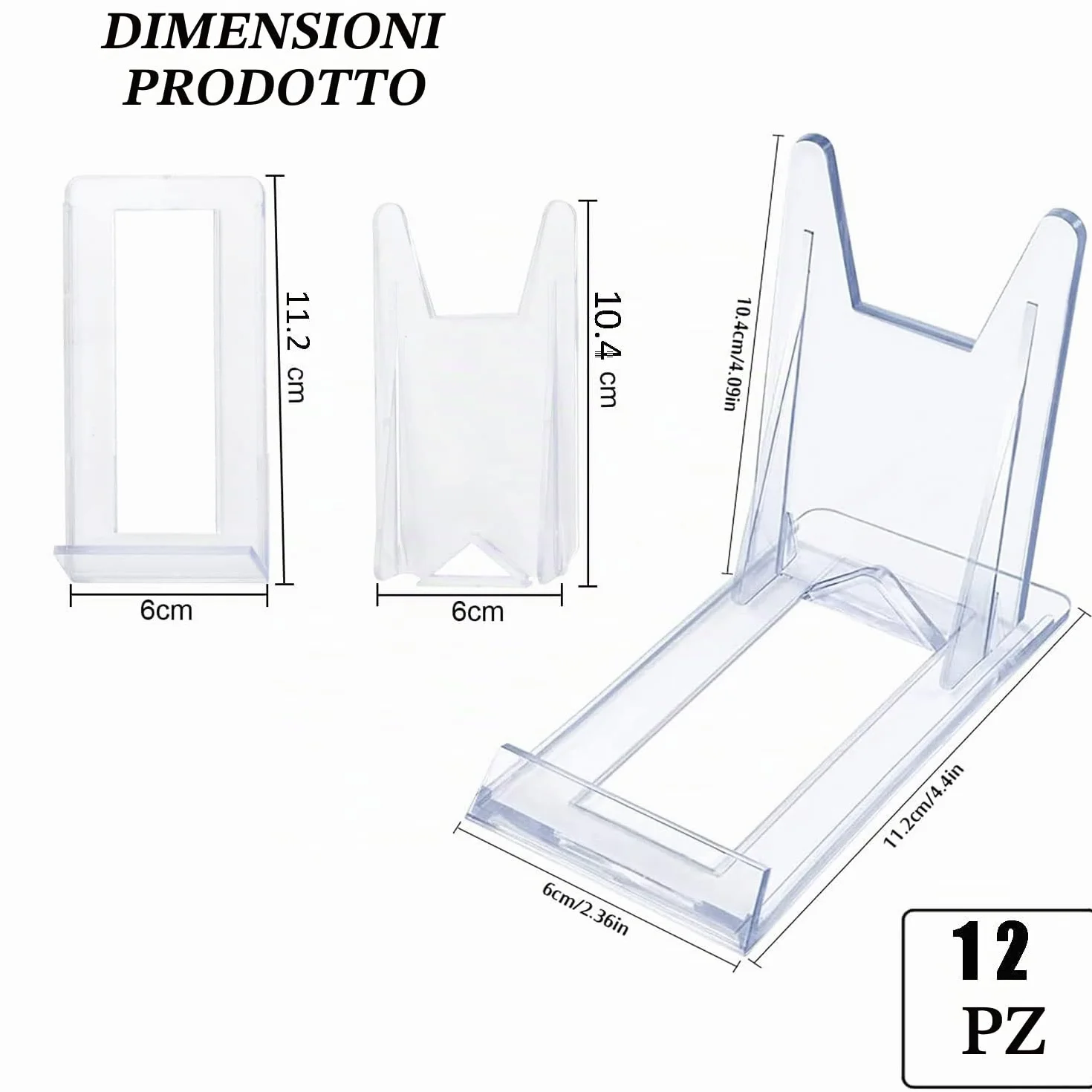 12 Pezzi Porta Piatti da Esposizione Supporto per Espositore Trasparente Regolabile Cavalletti di Plastica Trasparente Portapiatti In Acrilico per Display Piatti Piani, Foto, Segnaposti