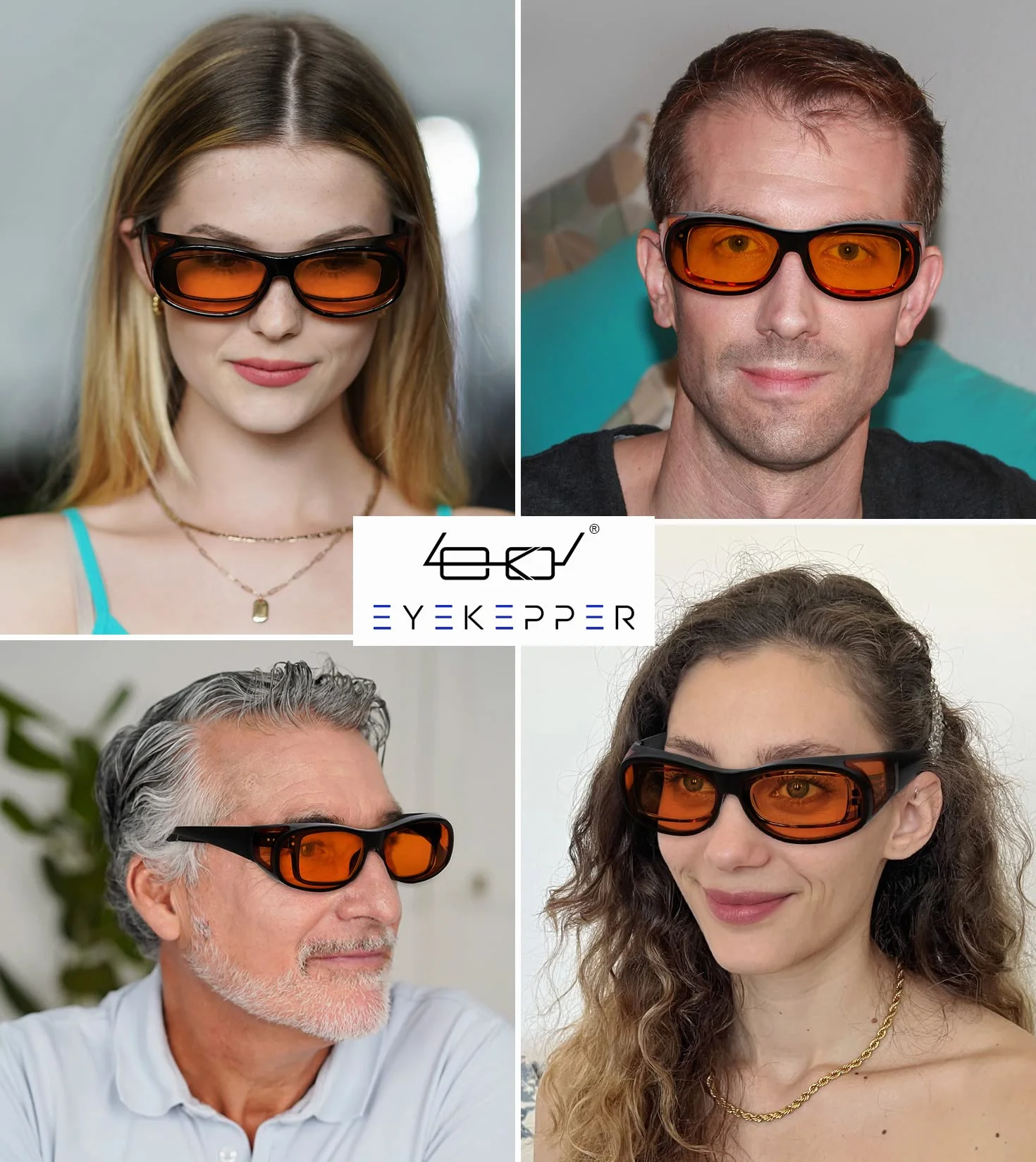 Eyekepper copri occhiali da computer anti blu luce blocco 100% Sovraocchiali da PC lenti ambra