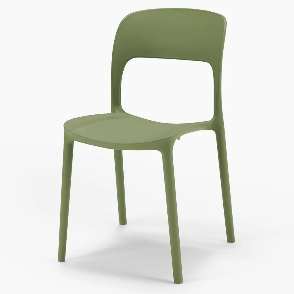 REDÒKASA Set 4 sedie in polipropilene KATE, impilabile, resistente ai raggi UV, design moderno, ideale per sala da pranzo, cucina, sala d’attesa, bar, ristoranti o da esterno (4, Verde Oliva)