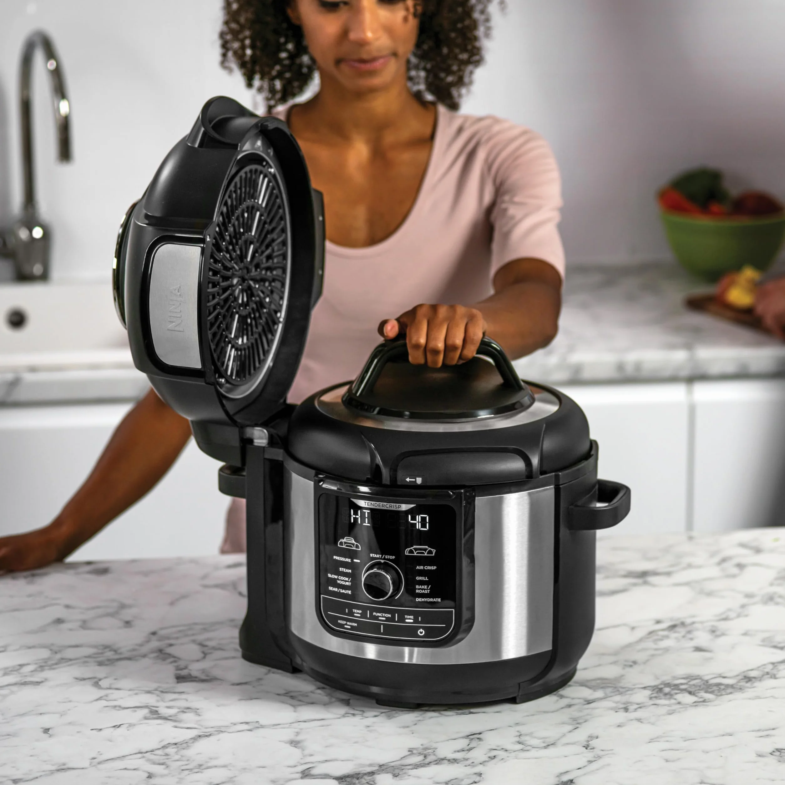 Ninja Foodi MAX Multicooker 9 in 1 7.5L OP500EU Acciaio Satinato Nero