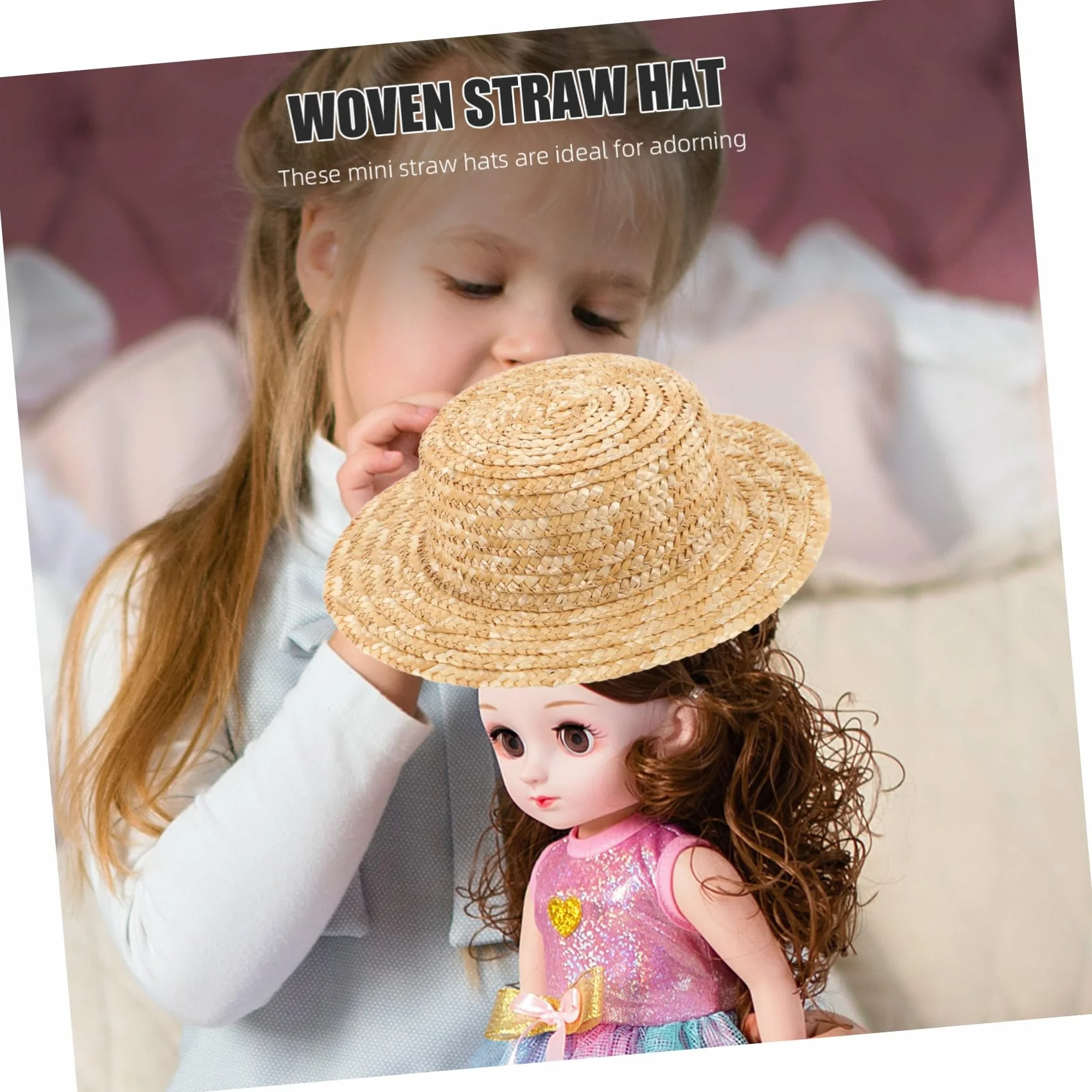 Mini Cappello per Accessorio Artigianale Decorativo Cappellino Rotondo Fatto Mano per Mini Doll
