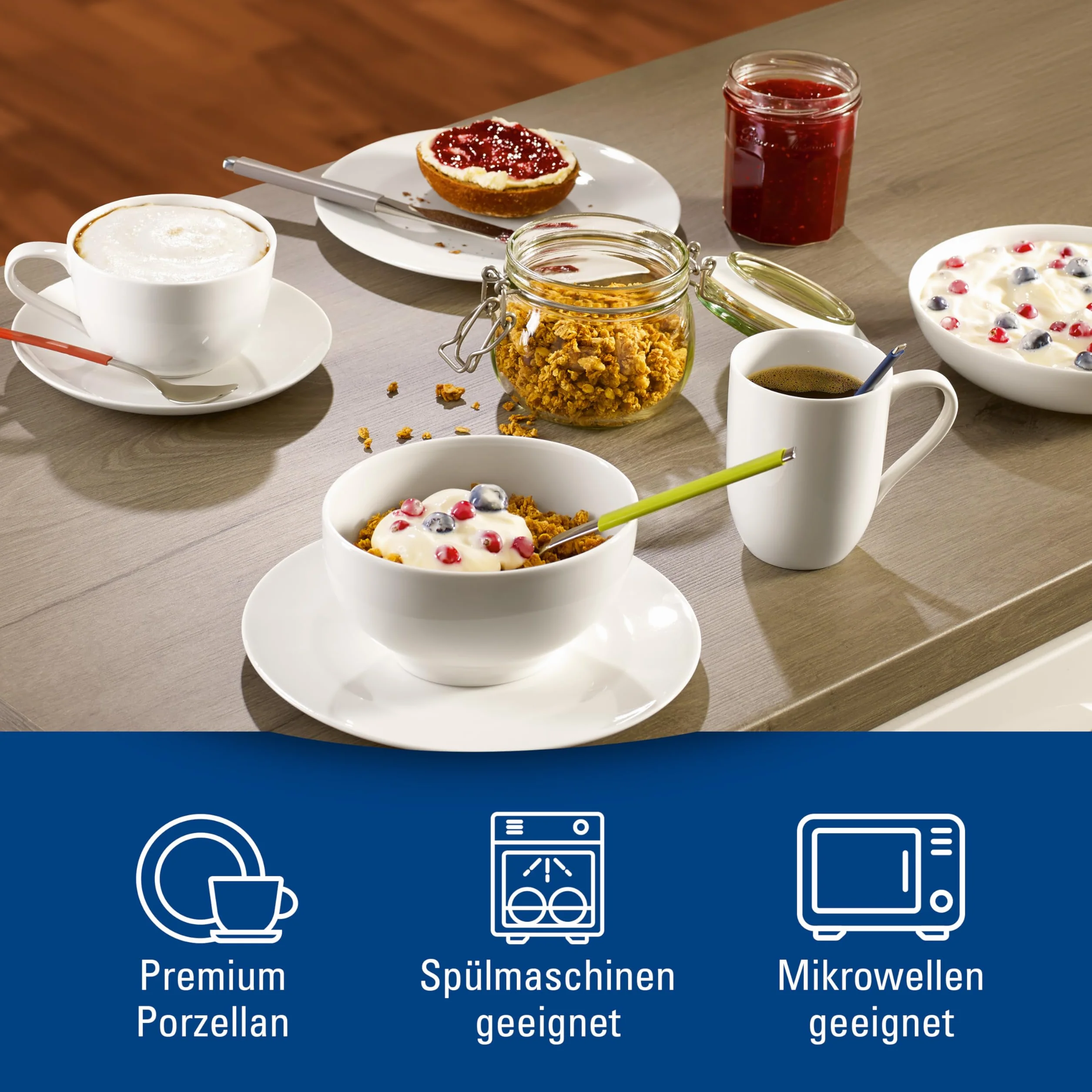 Villeroy & Boch for Me Coffee, Premium Porcellain, Bianco, Set per 4 Persone, 12 Pezzi