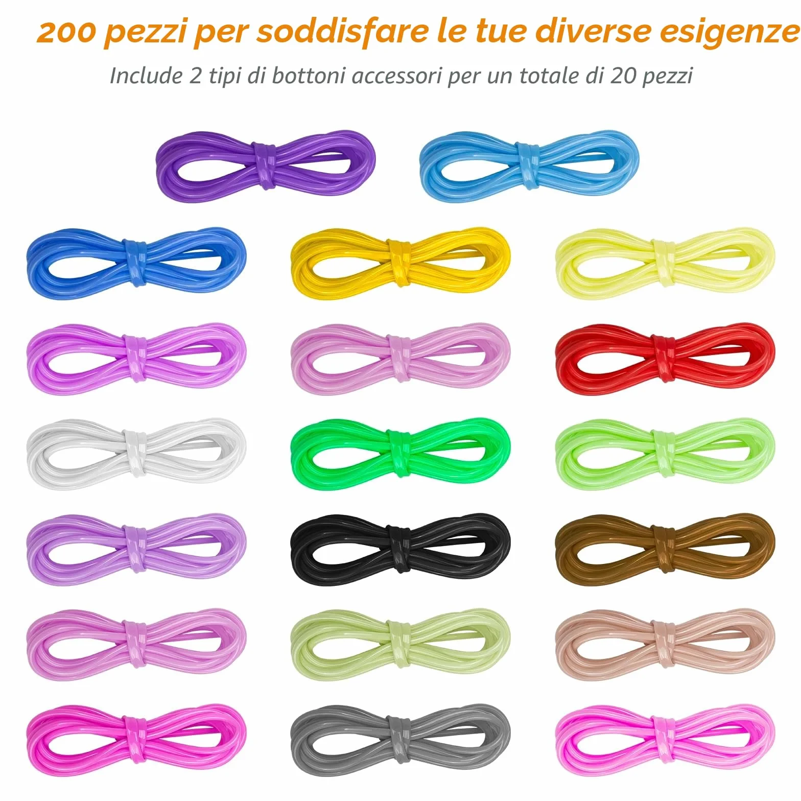 Scooby Doo Fili 1.8mm 20 Colori Nastri Corde Plastica per DIY 1m con Gancio e Anello