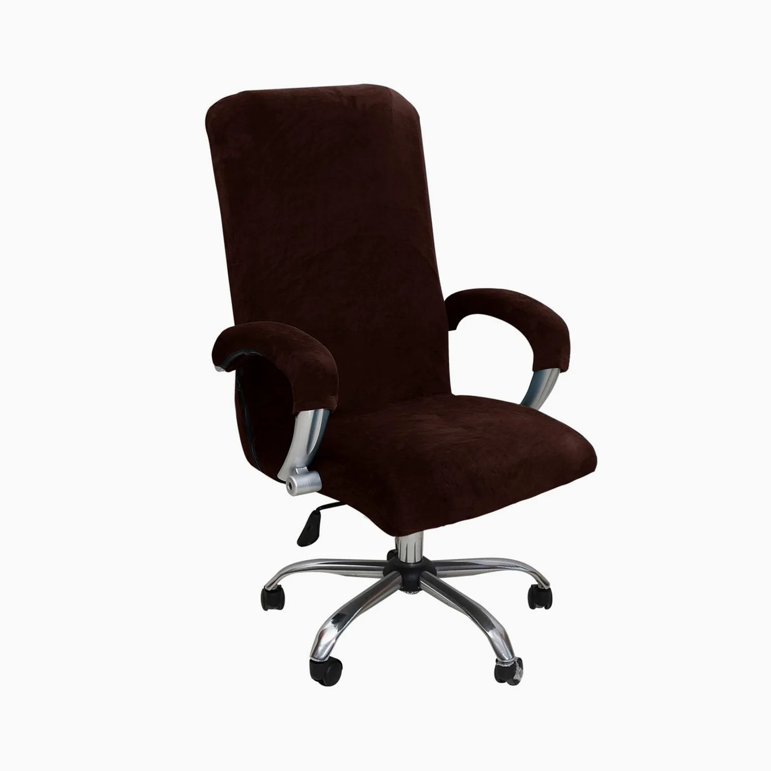 Coprisedia da ufficio in velluto, antiscivolo, elastico, per sedie da scrivania, elegante, bianco e marrone, extra large e facile da pulire
