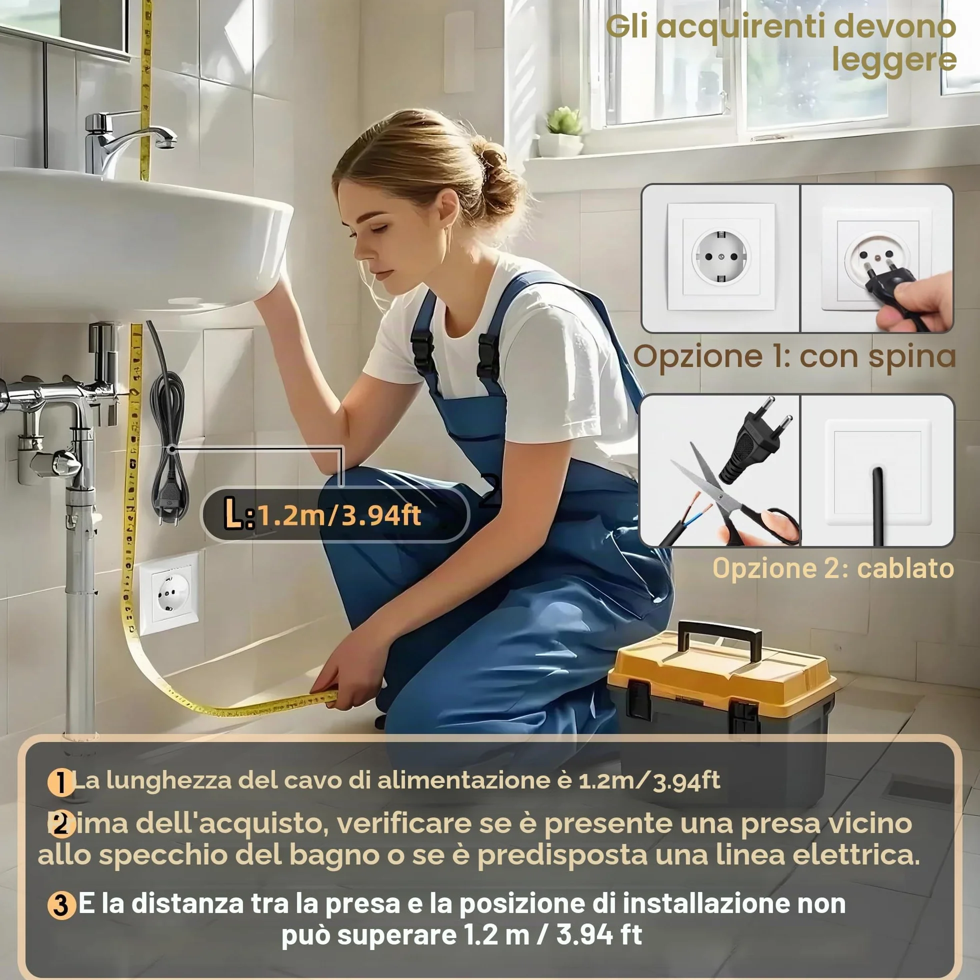 Specchio da parete rotondo per bagno, con illuminazione, specchio con luce LED, interruttore touch e 3 colori dimmerabili (60 L x 40 cm)