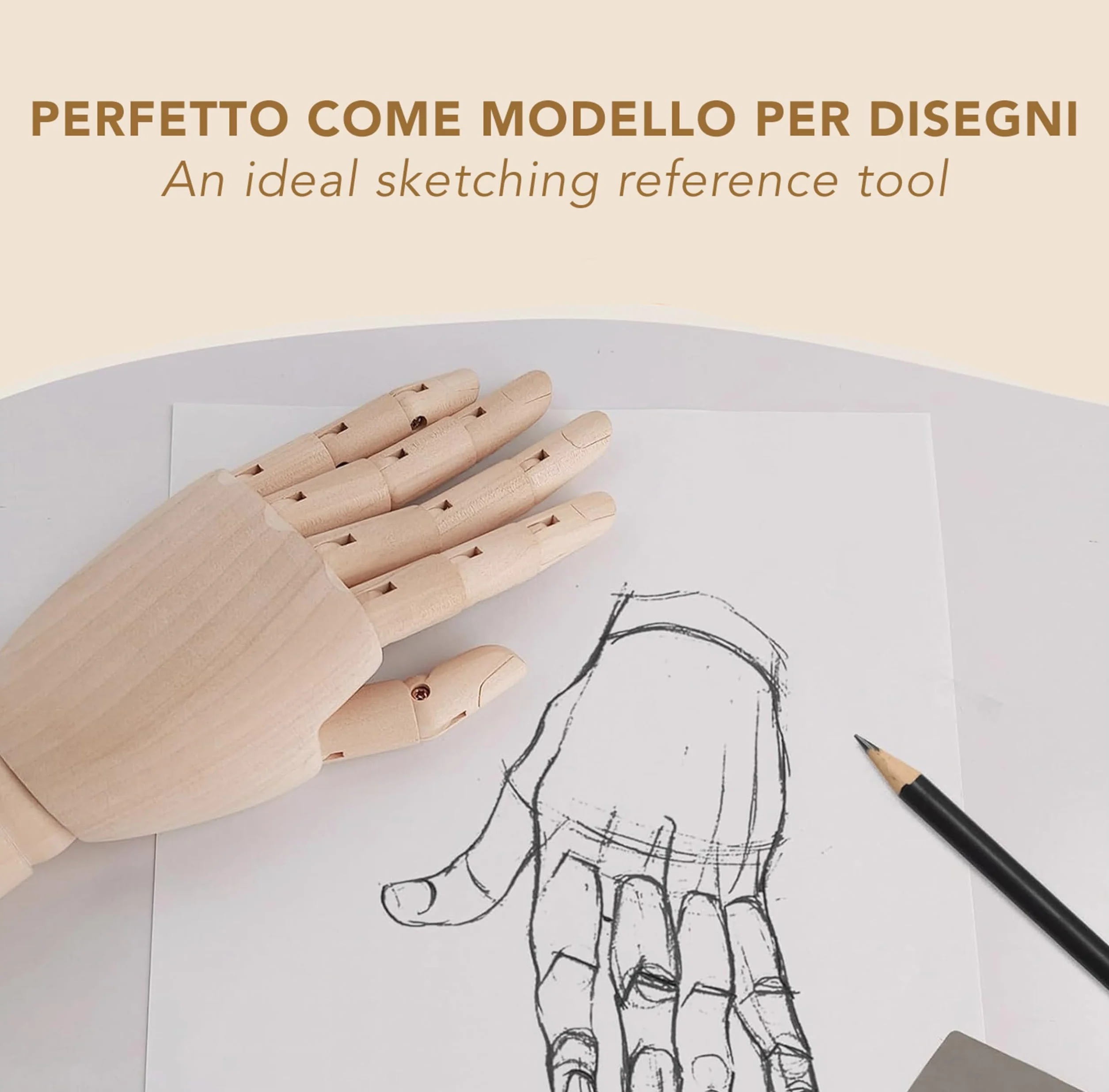 IPEA Mano in Legno Grande 30 cm Snodabile Flessibile Dita Mobili per Disegnatori Mano Destra Manichino Corpo Umano Arte Portaoggetti