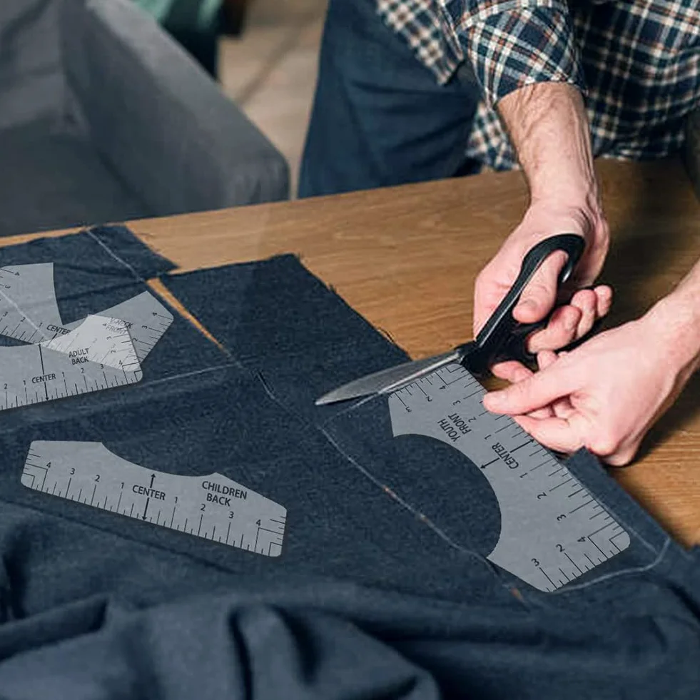 Righello per T-shirt Trasparente, Guida per Allineamento Magliette, Set di 8 per Adulti, Ragazzi e Bambini