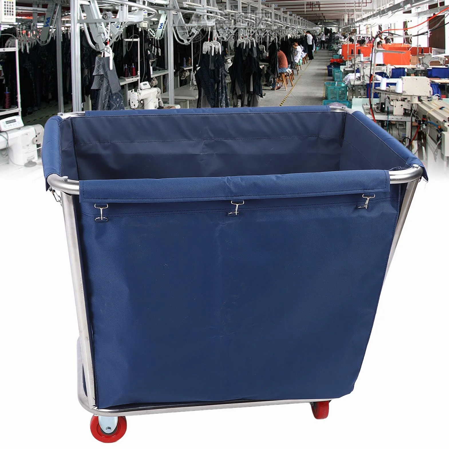 Carrello per Bucato Commerciale in Acciaio Inossidabile, con Ruote Flessibili, per Hotel e Lavanderie