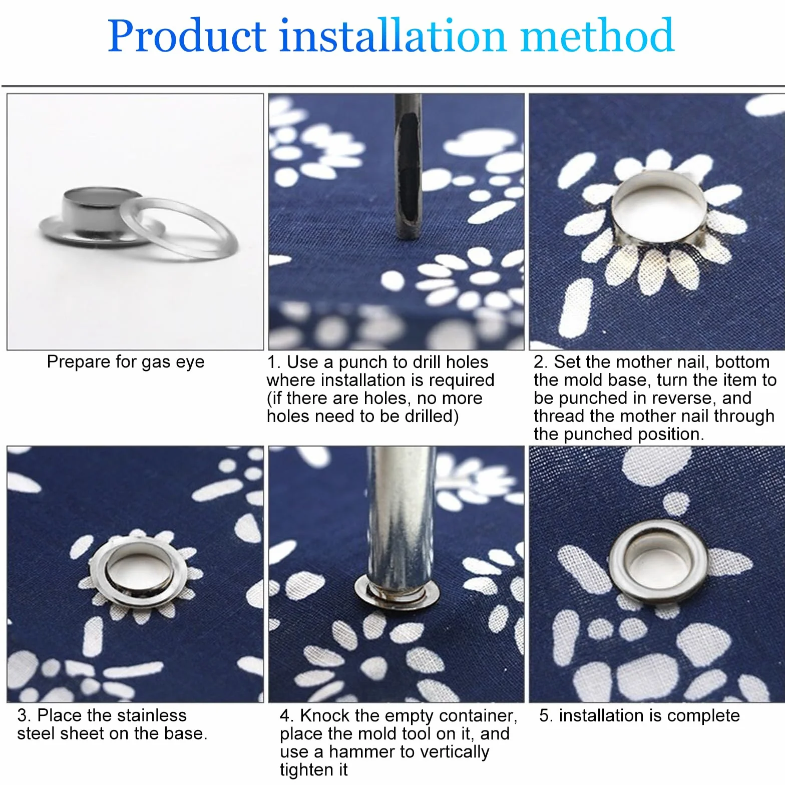 100 Pezzi Occhielli Per Teloni, 12mm Metallici Occhielli Per Tende per Cinture Vestiti Cuoio Tela Scarpe Fai da Te Tende Cappelli Riparazione e Decorazione