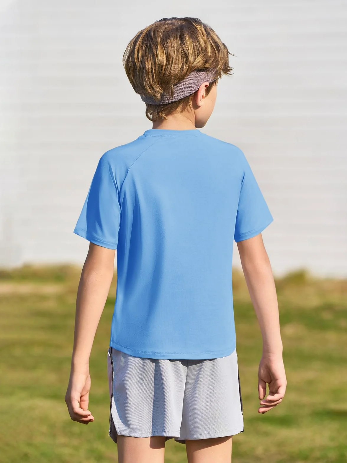 Haloumoning Maglietta da ragazzo maniche corte scollo rotondo top estivo tinta unita regular fit 5-14 anni