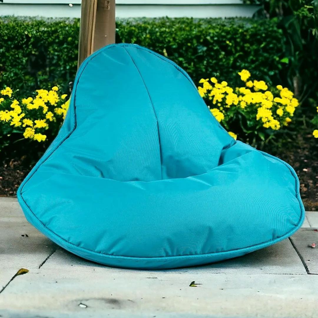 Ecopuf Frog - Pouf a pera, cuscino morbido per poltrona con imbottitura - Per la casa e l'esterno - Bambini e Adulti - Poliestere durevole e resistente alle macchie - 120x80 cm - Blu cielo Nc7