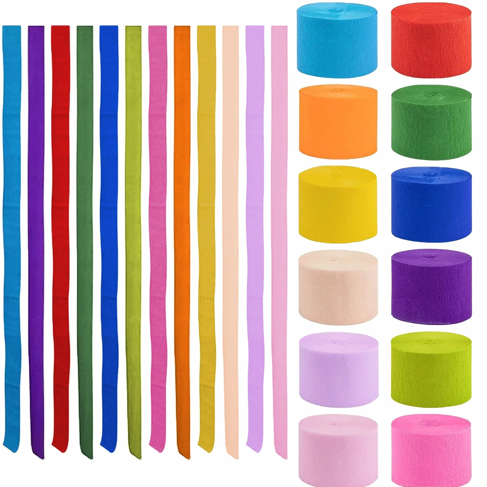 Rotoli Carta Crespa Colorata 4.5 cm x 10 m per Decorazione Nozze Compleanno