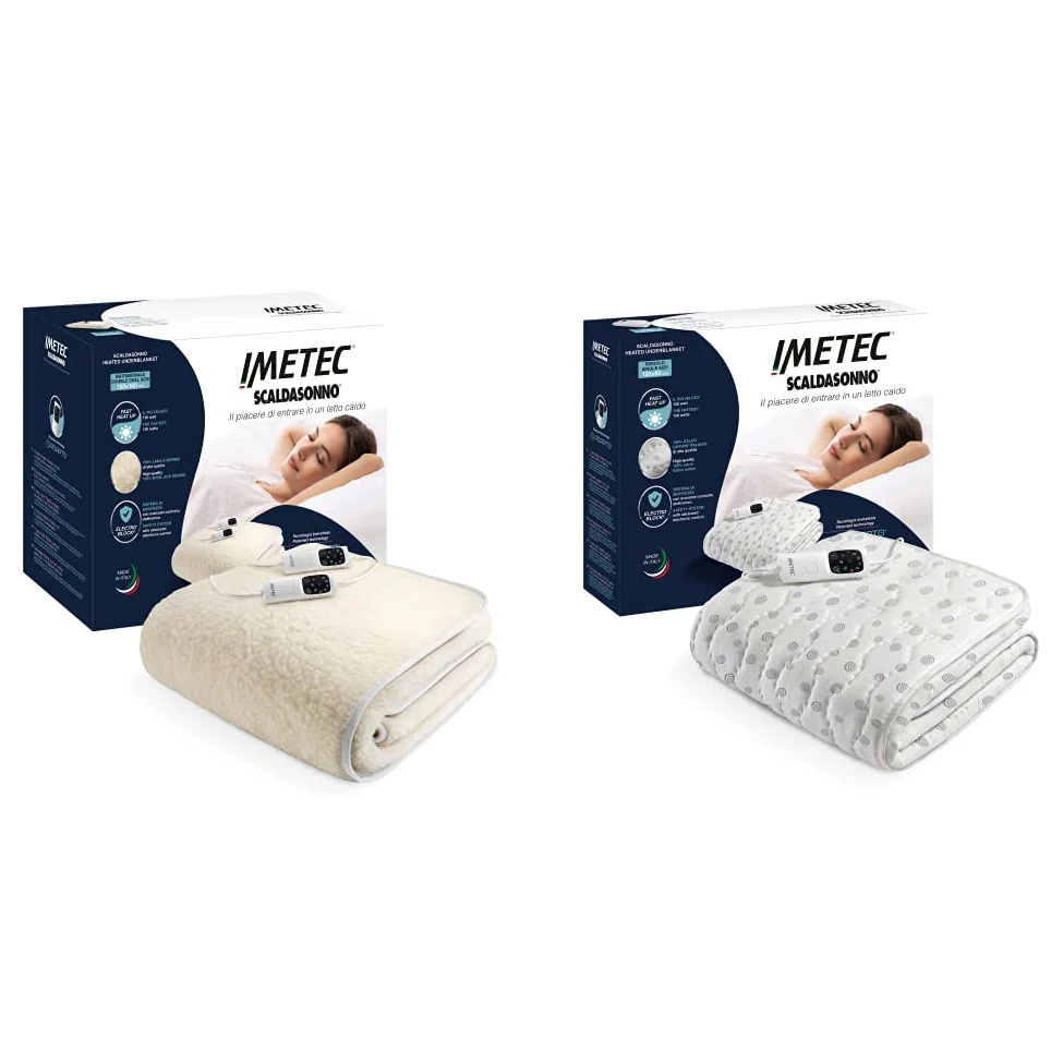 Imetec Scaldasonno Adapto Matrimoniale 150 x 160 cm, Riscaldamento rapido, Temperatura costante e personalizzata & Scaldasonno Adapto Singolo 150 x 80 Cm, Tecnologia Brevettata, Riscaldamento Rapido