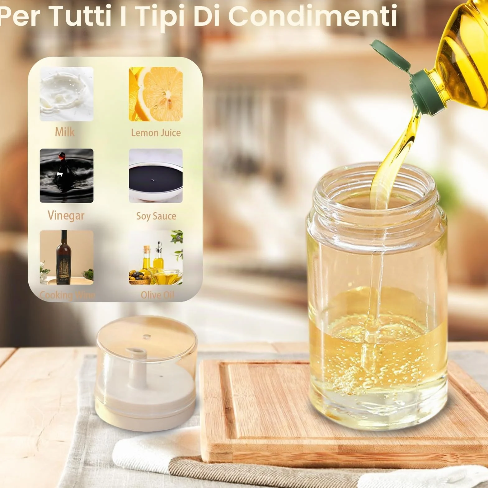 Piccoli flaconi dosatori in vetro per olio e aceto – 96,4 g – Ermetici, perfetti per l'uso in cucina