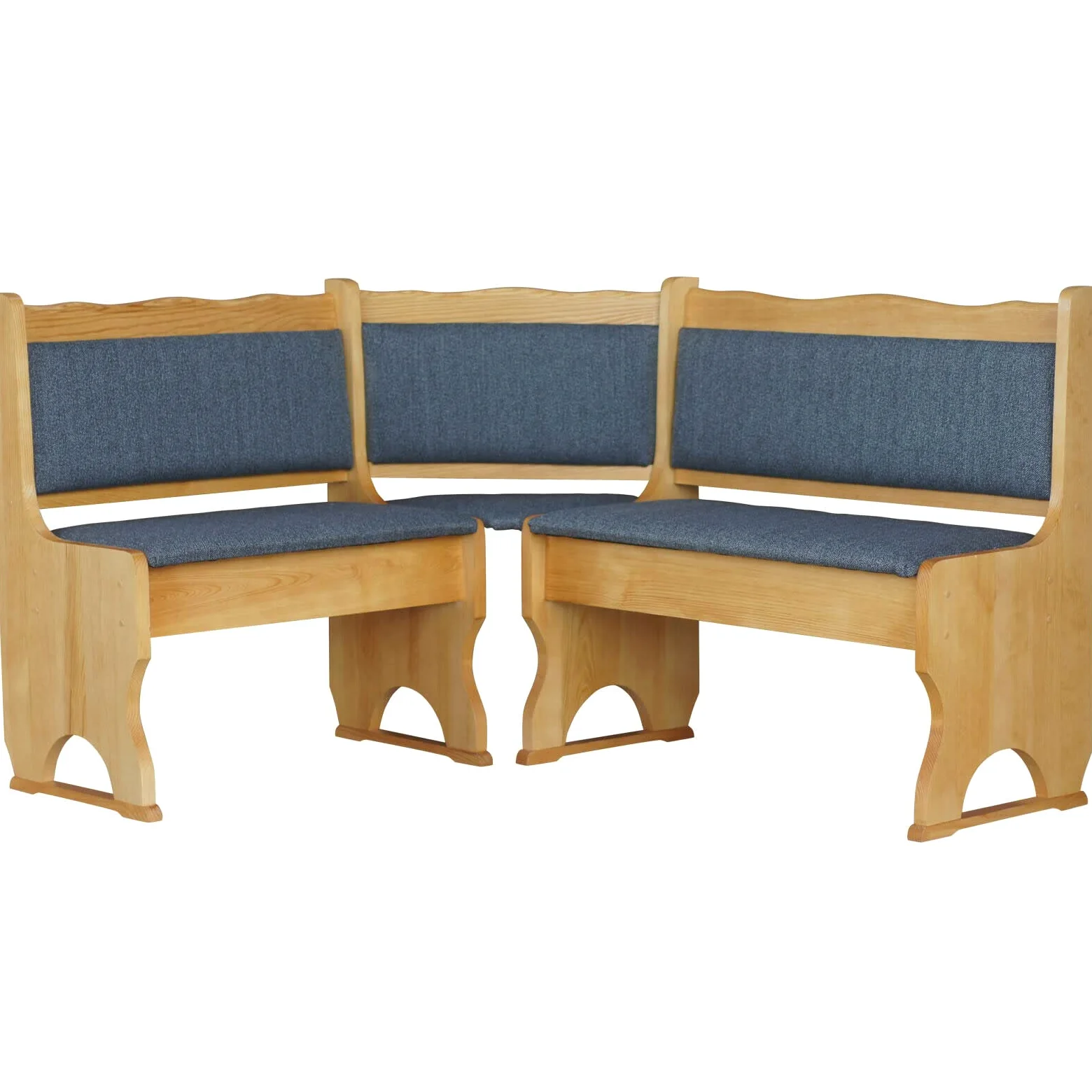 k koma Imbottitura Panca angolare in legno di pino, colore Alder con imbottitura in legno massello – nuovo grigio scuro (120 x 200)