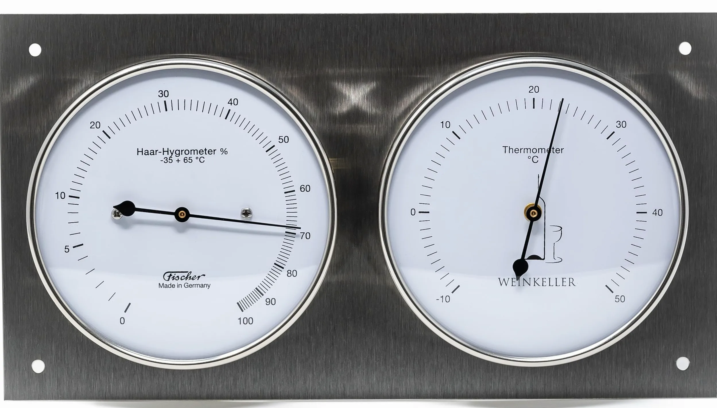Fischer Cantina Hygrothermometer, in Acciaio Inox
