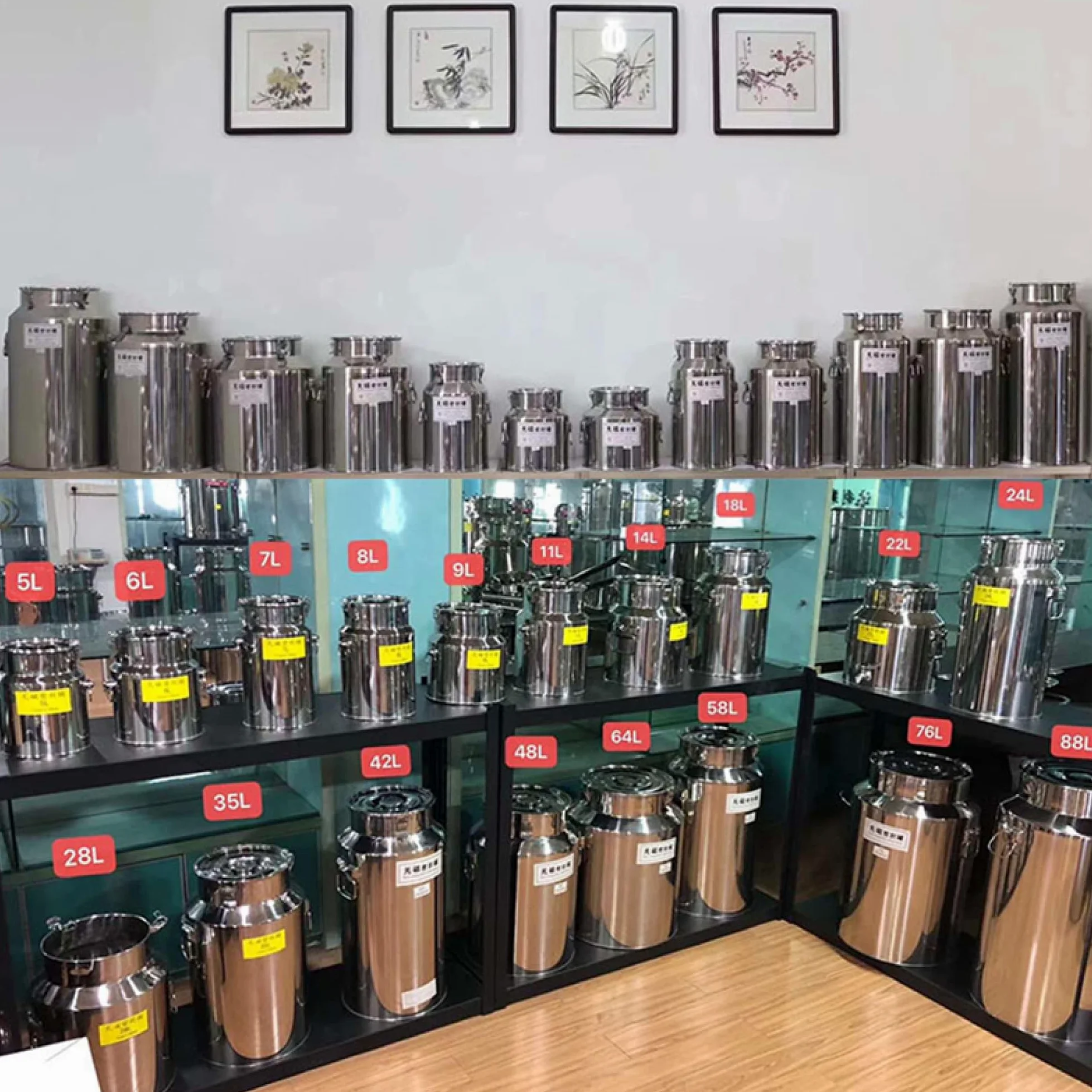 Lattina in acciaio inossidabile 5L/14L Secchio per vino Secchio Tote Brocca Barile per olio Serbatoio con coperchio sigillato e rubinetto per latte / 5L
