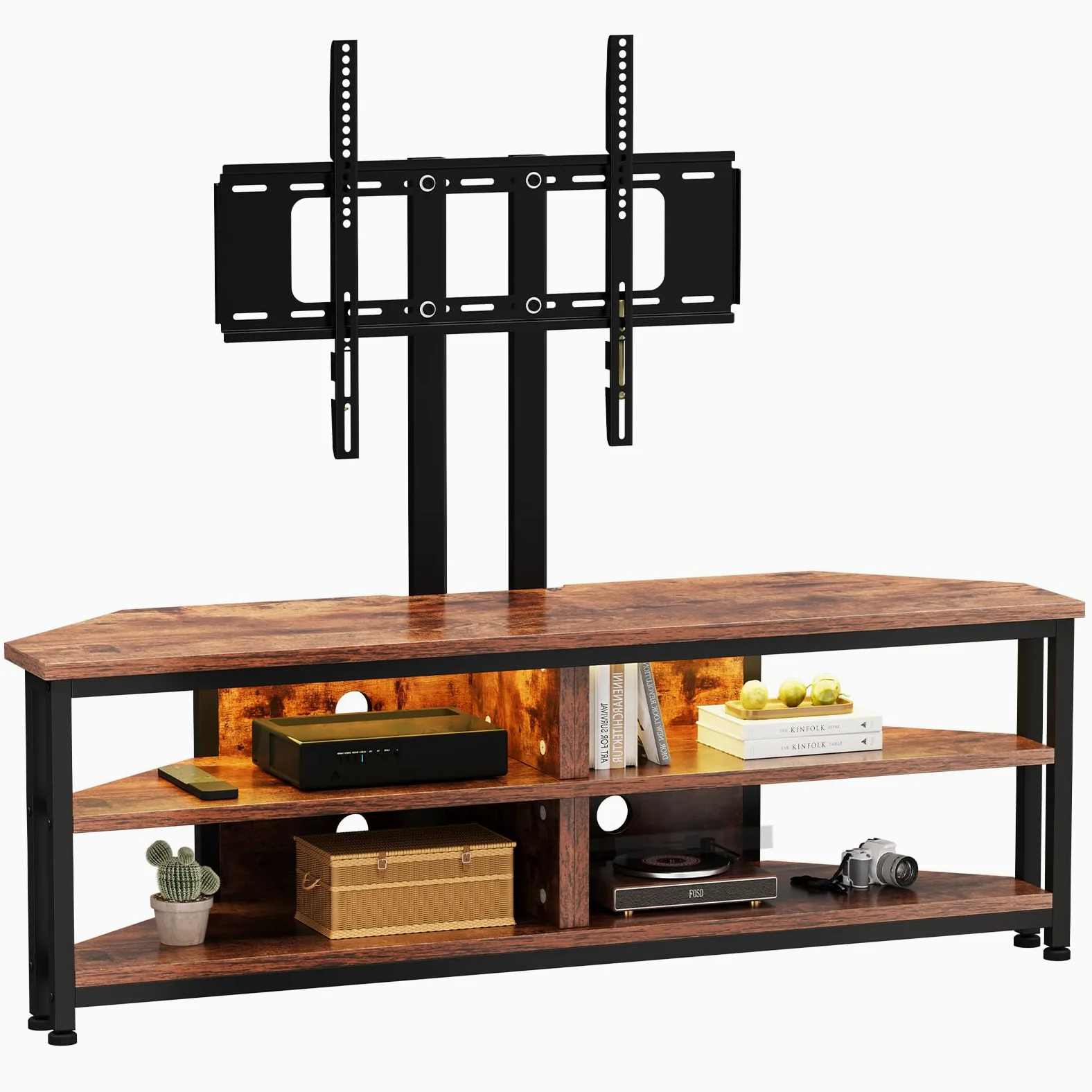 Dripex Mobile ad angolo per TV, con supporto e illuminazione a LED, mobile angolare (120 cm con supporto)