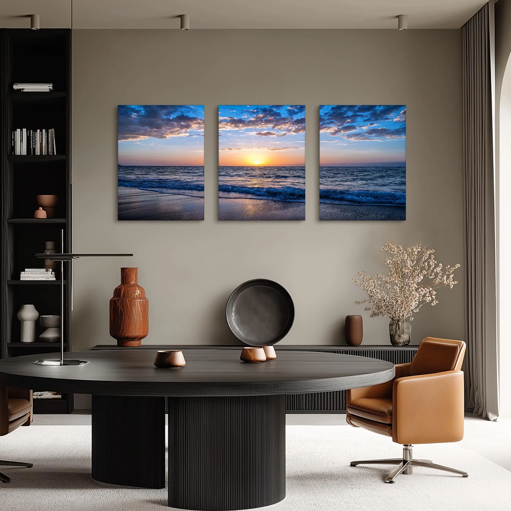 hyidecorart Quadro Moderno Soggiorno, 3 Pezzi Quadri Spiaggia Tramonto Stampe Su Tela, Decorazioni Camera Da Letto Bagno Cucina Ufficio Sala Da Pranzo Bar