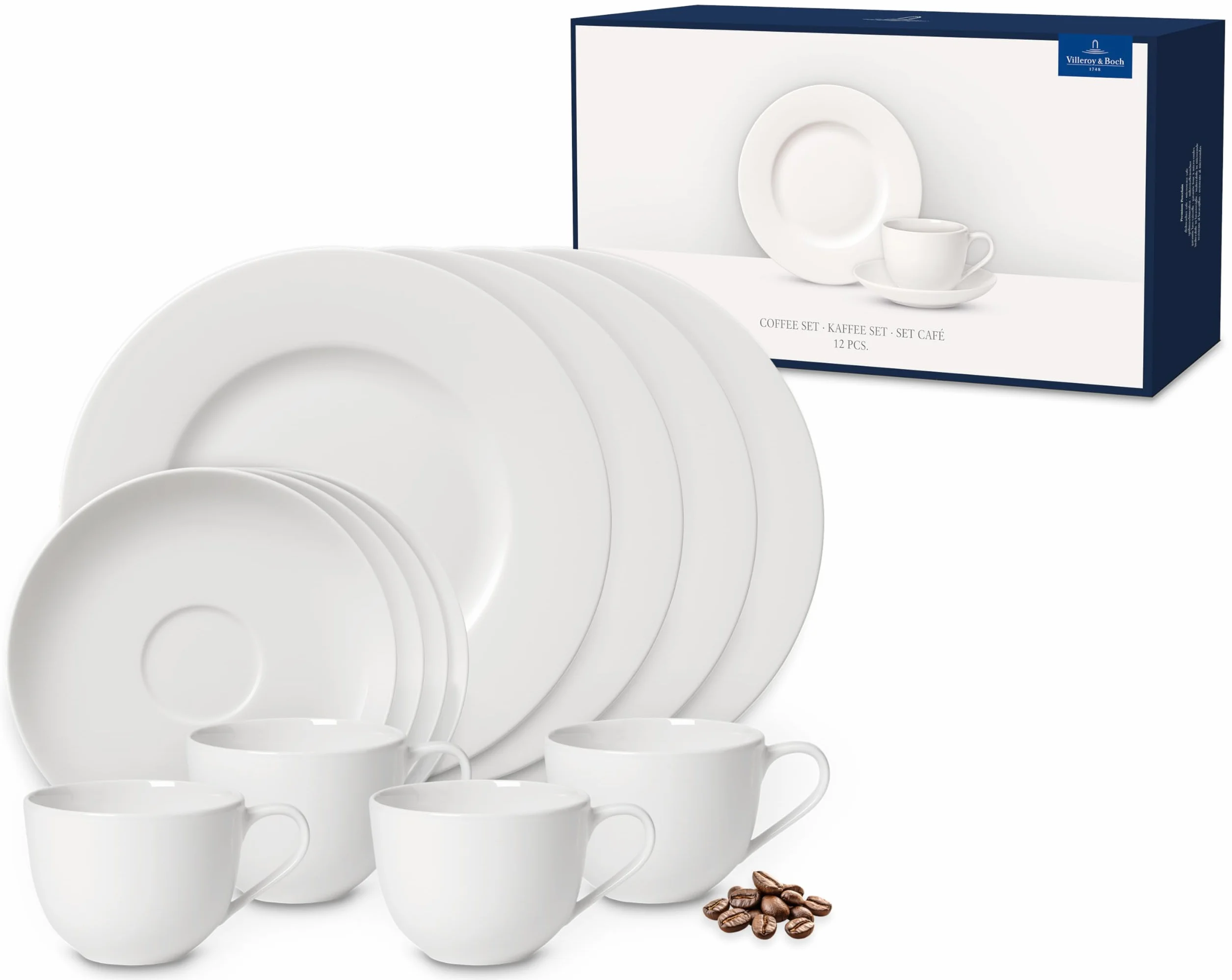 Villeroy & Boch for Me Coffee, Premium Porcellain, Bianco, Set per 4 Persone, 12 Pezzi